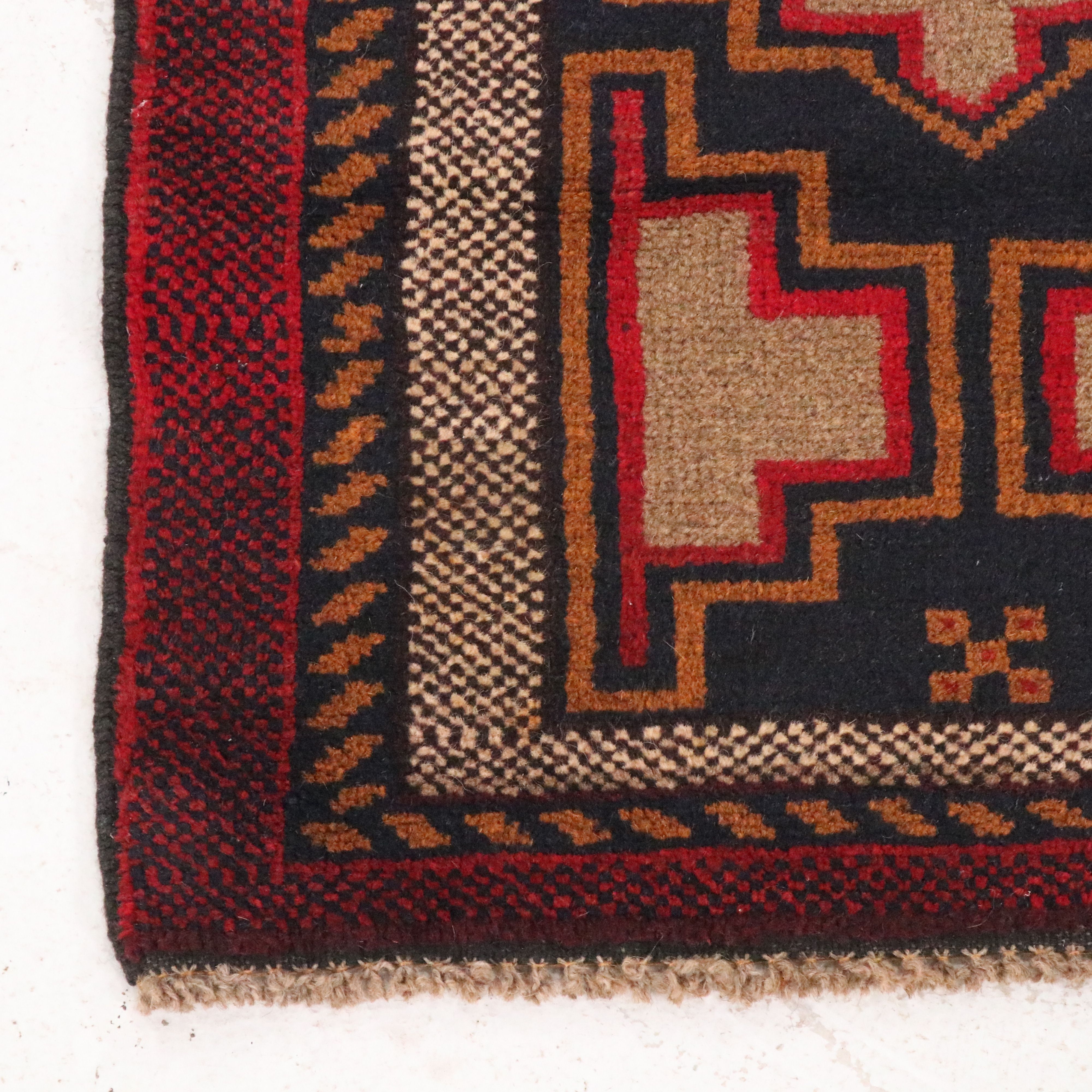 2'9 x 4'2 Hand-Knotted Afghan Baluch Accent Rug
