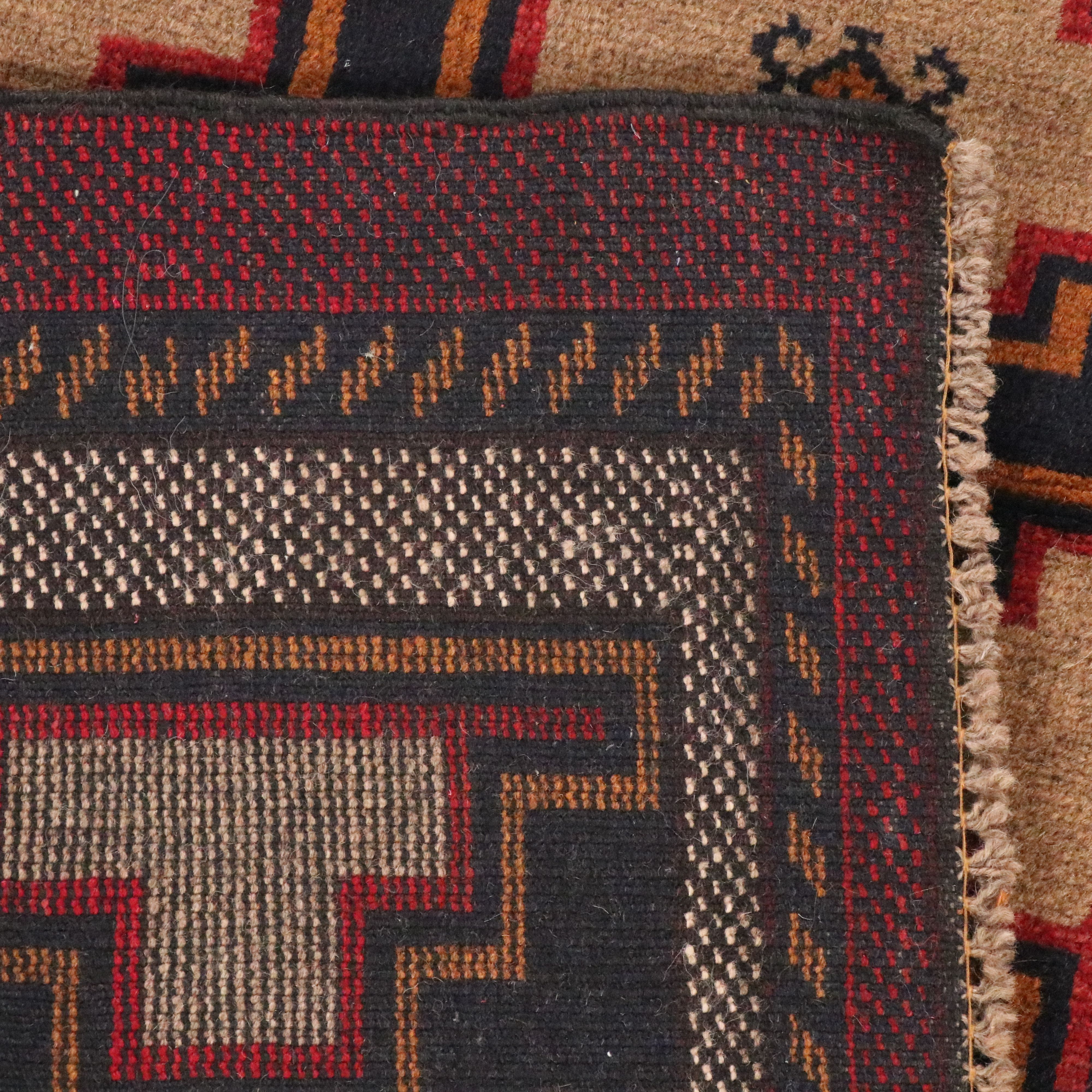 2'9 x 4'2 Hand-Knotted Afghan Baluch Accent Rug