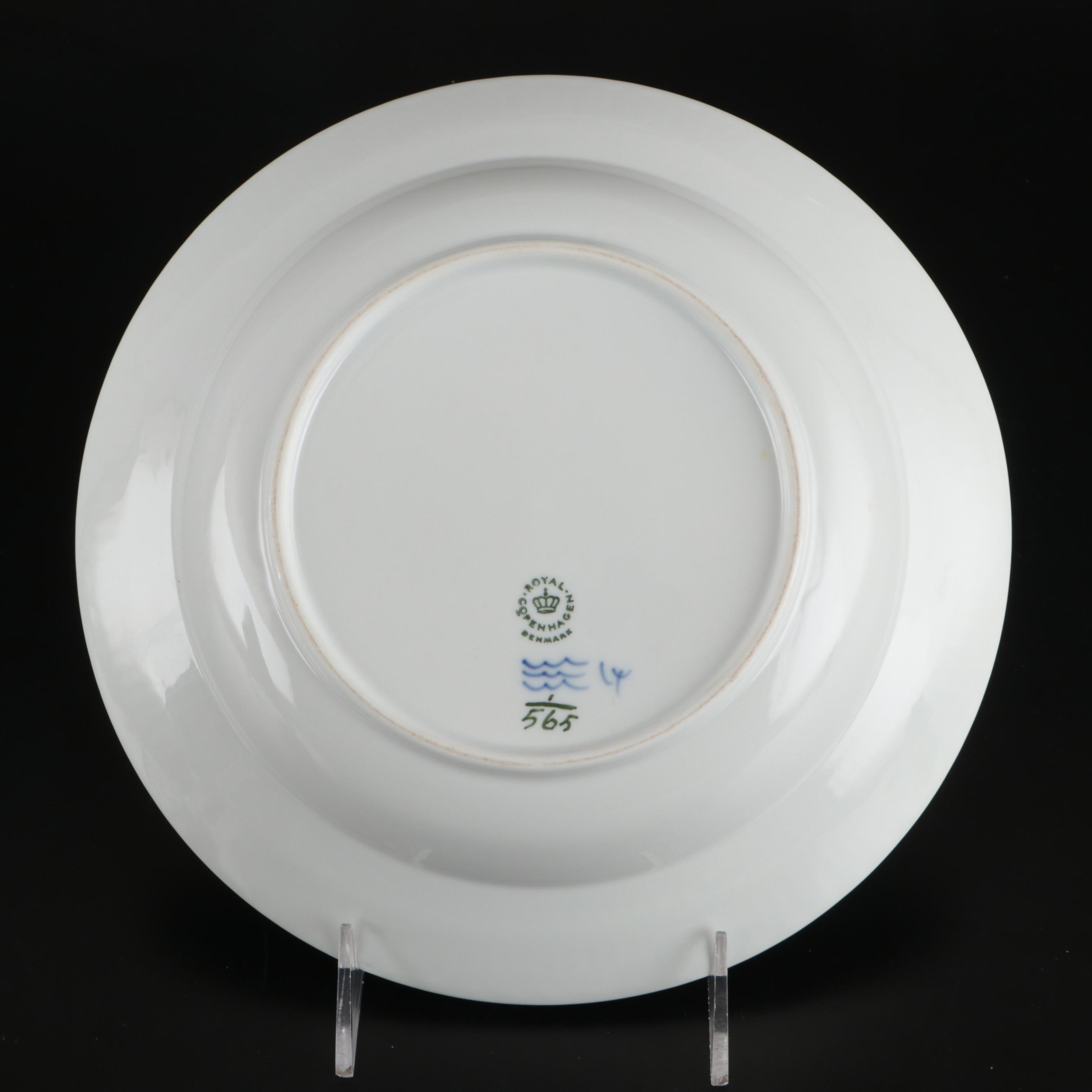 Royal Copenhagen "Blue Fluted Plain" and "Blue Flowers" Porcelain Bowl and Plate