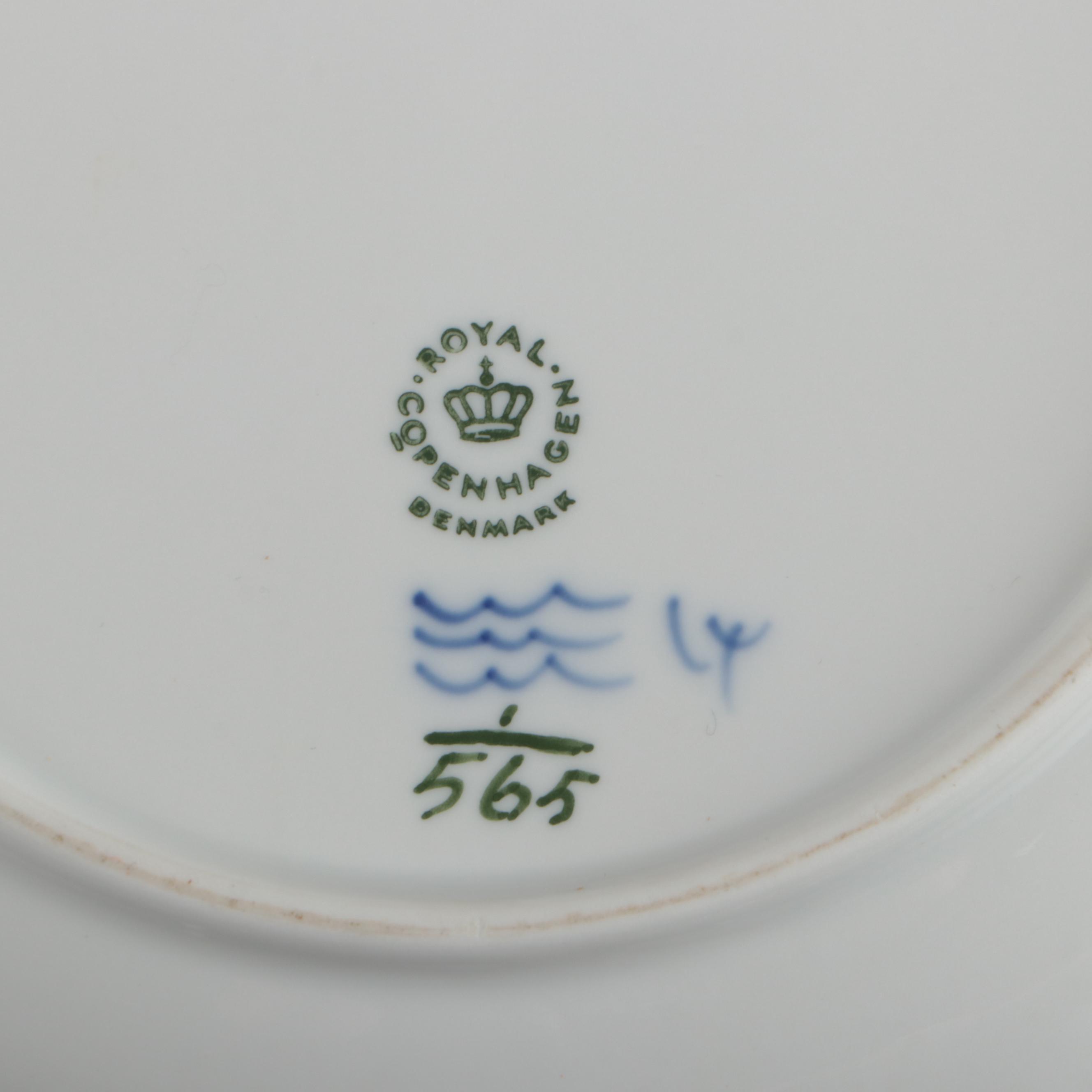 Royal Copenhagen "Blue Fluted Plain" and "Blue Flowers" Porcelain Bowl and Plate