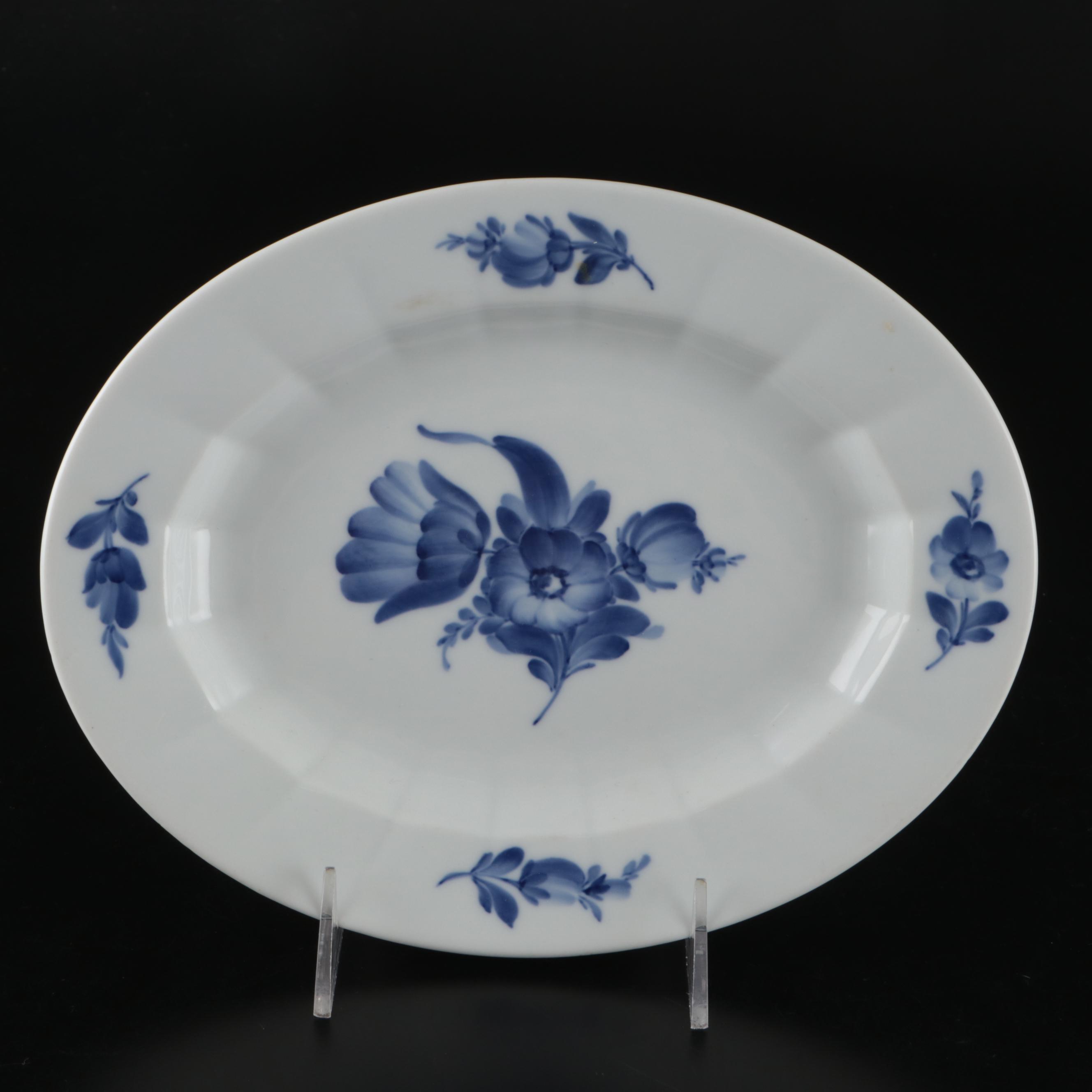 Royal Copenhagen "Blue Fluted Plain" and "Blue Flowers" Porcelain Bowl and Plate