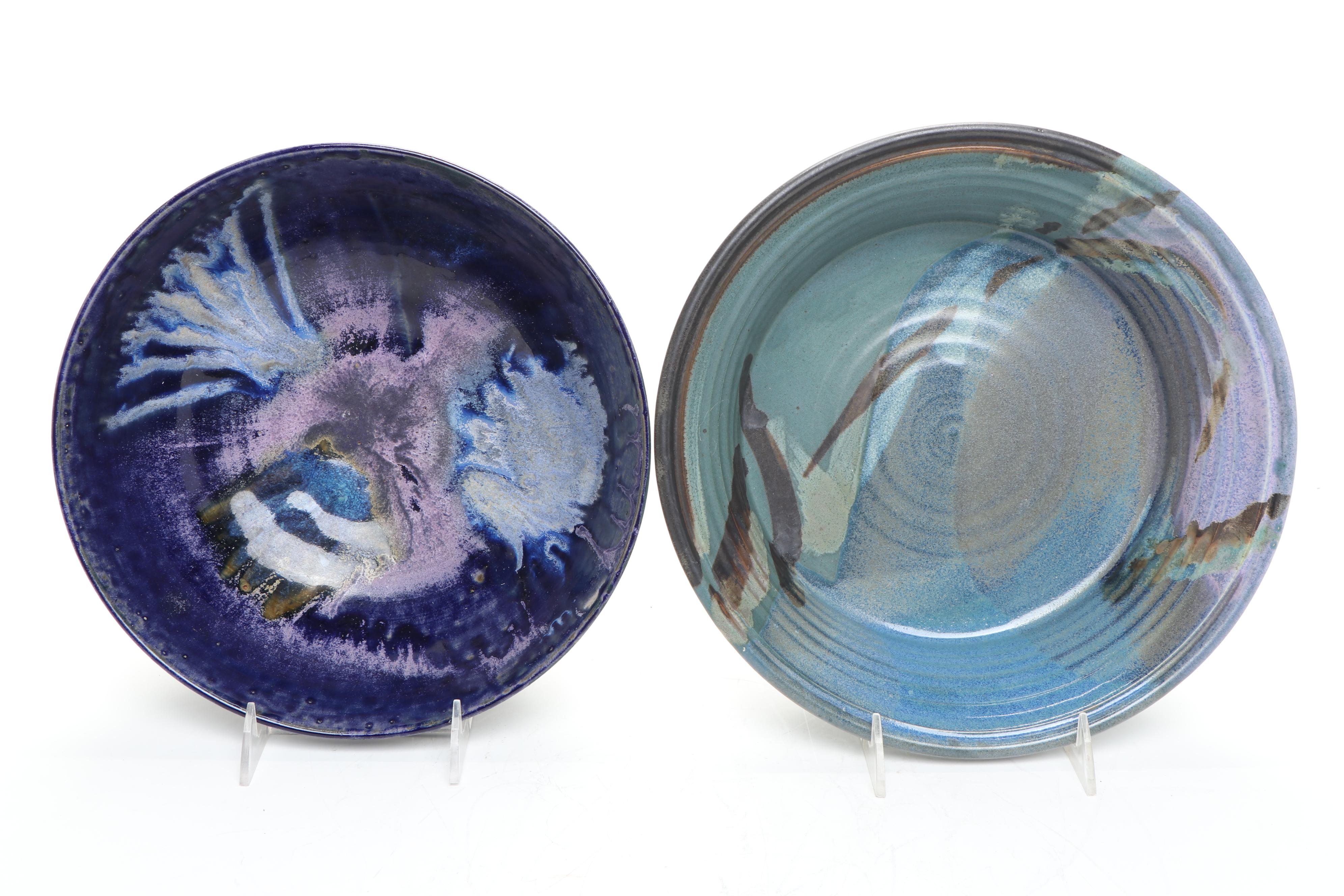 Bill Campbell & Other Wheel Thrown Pottery Bowls with Drip Glaze Finish