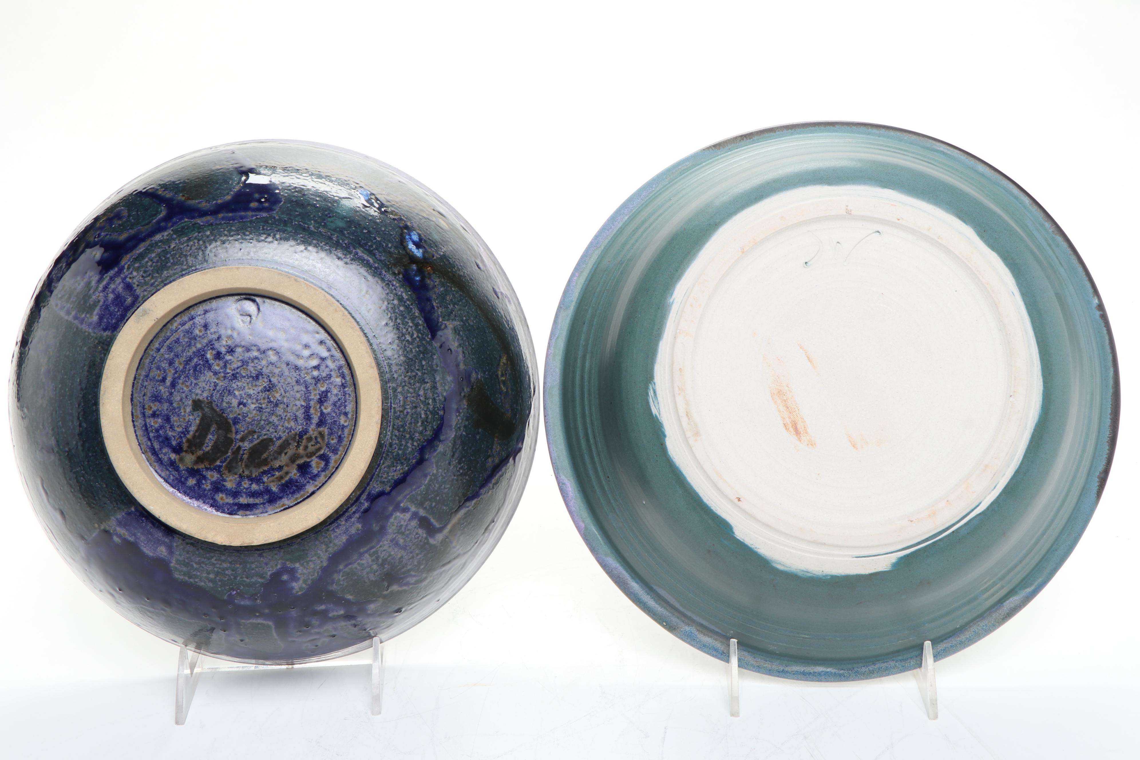 Bill Campbell & Other Wheel Thrown Pottery Bowls with Drip Glaze Finish