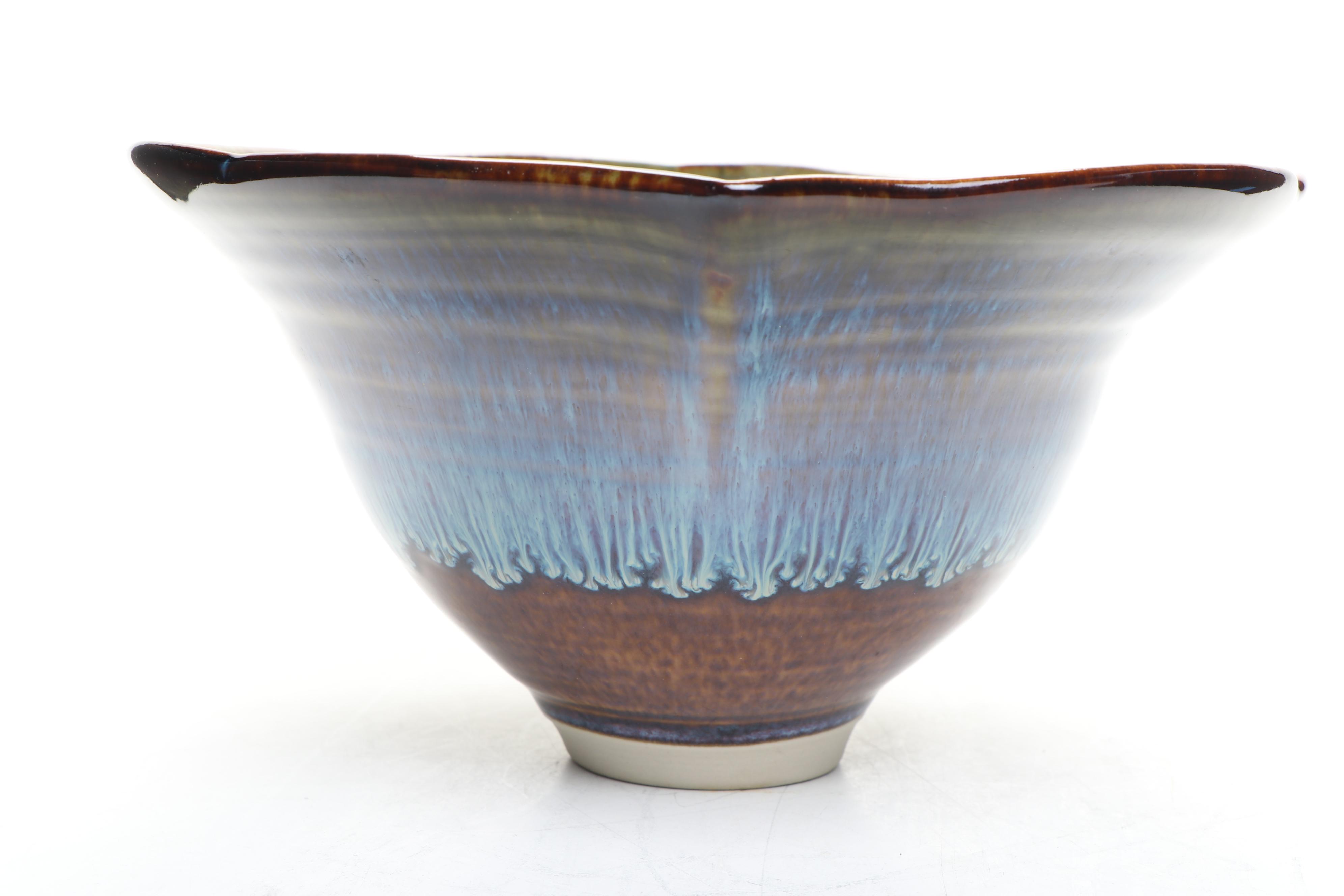 Bill Campbell & Other Wheel Thrown Pottery Bowls with Drip Glaze Finish