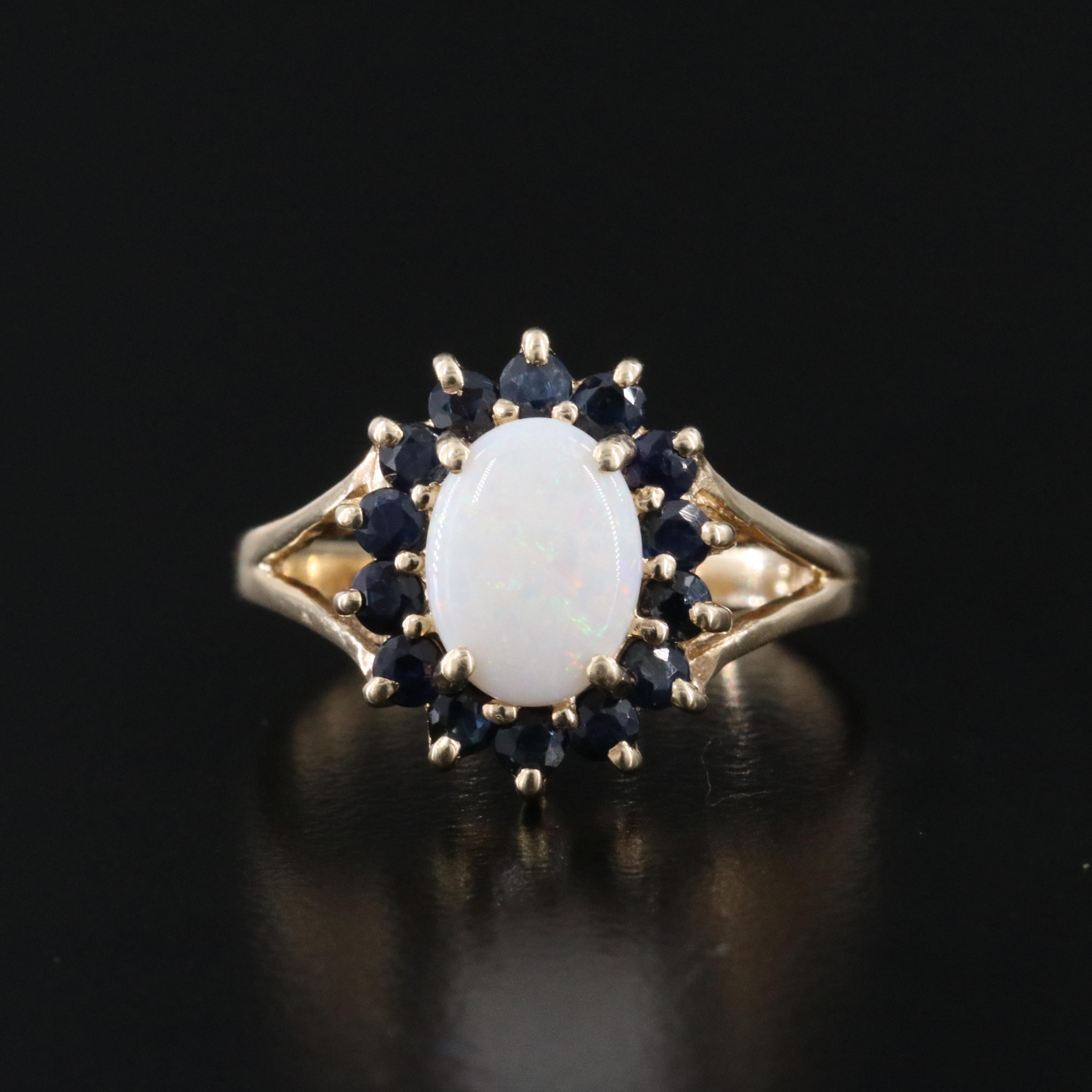 14K Opal and Sapphire Ring