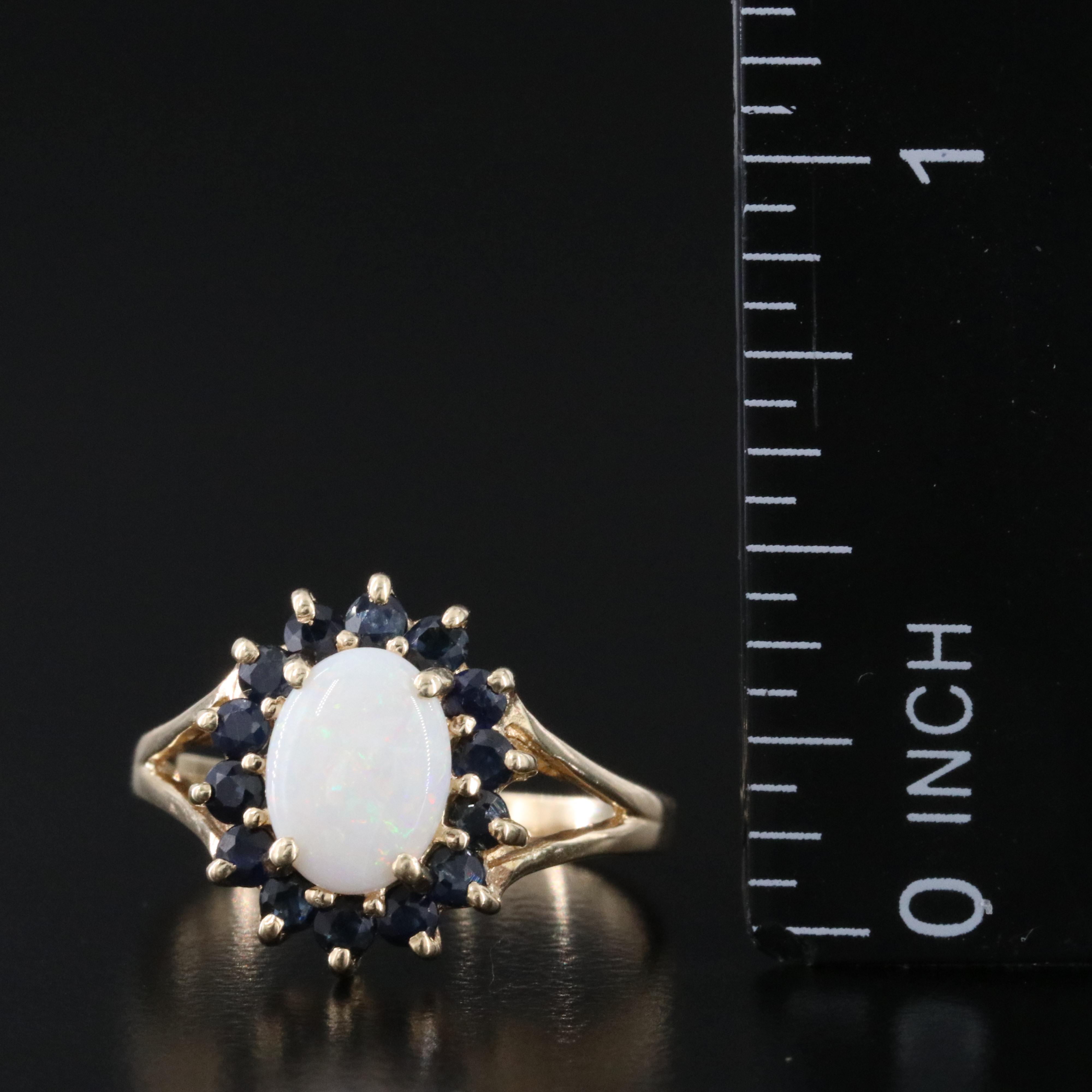 14K Opal and Sapphire Ring