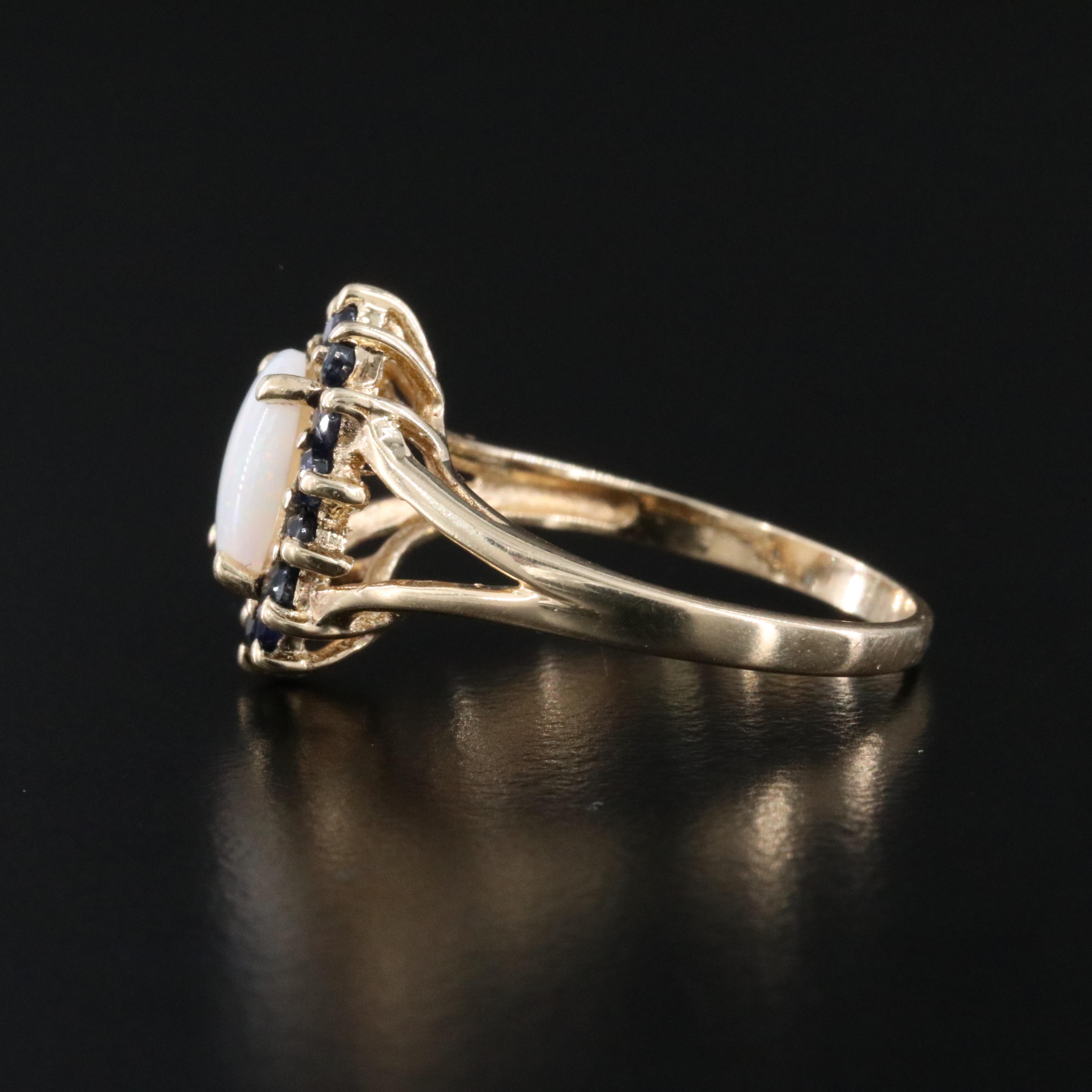 14K Opal and Sapphire Ring