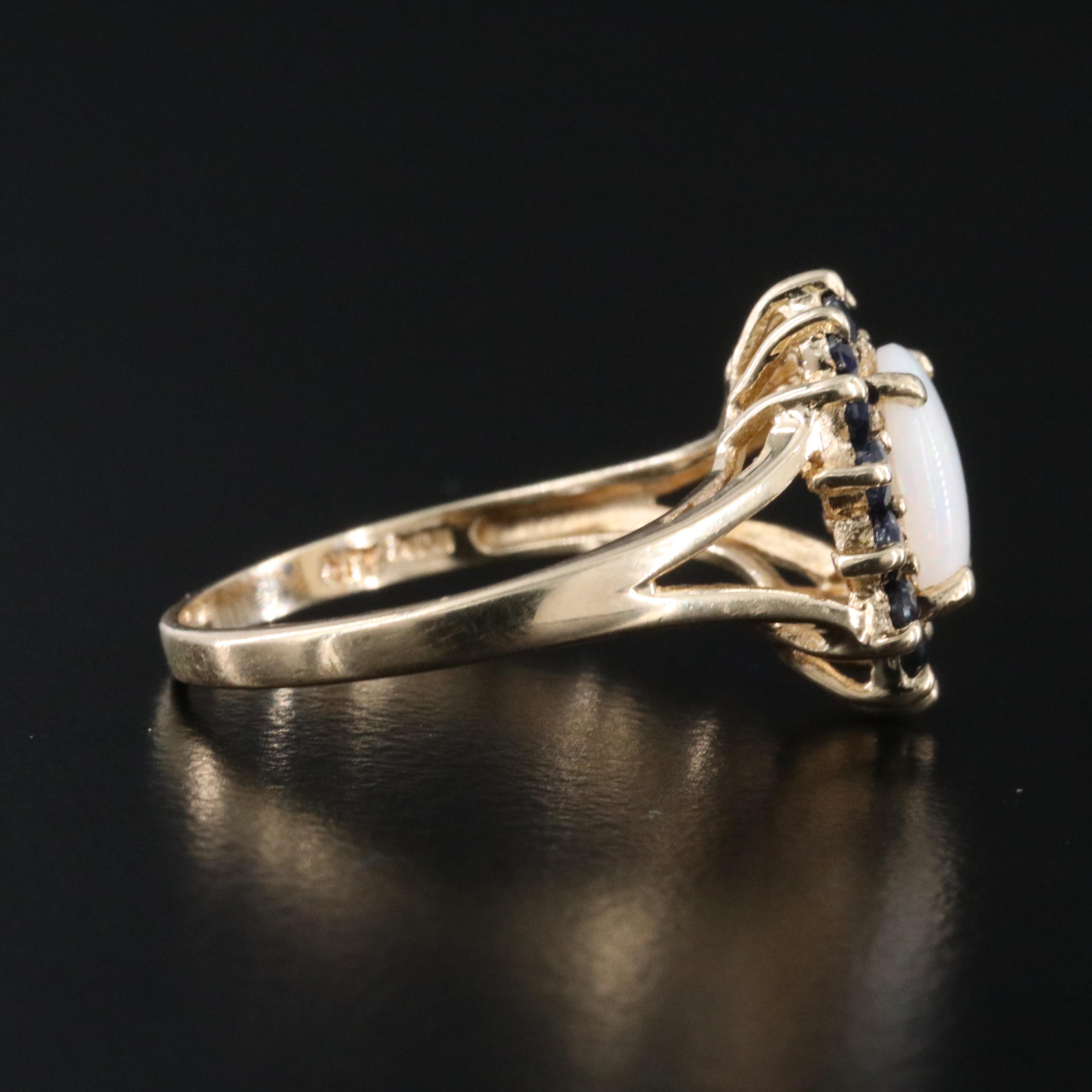 14K Opal and Sapphire Ring
