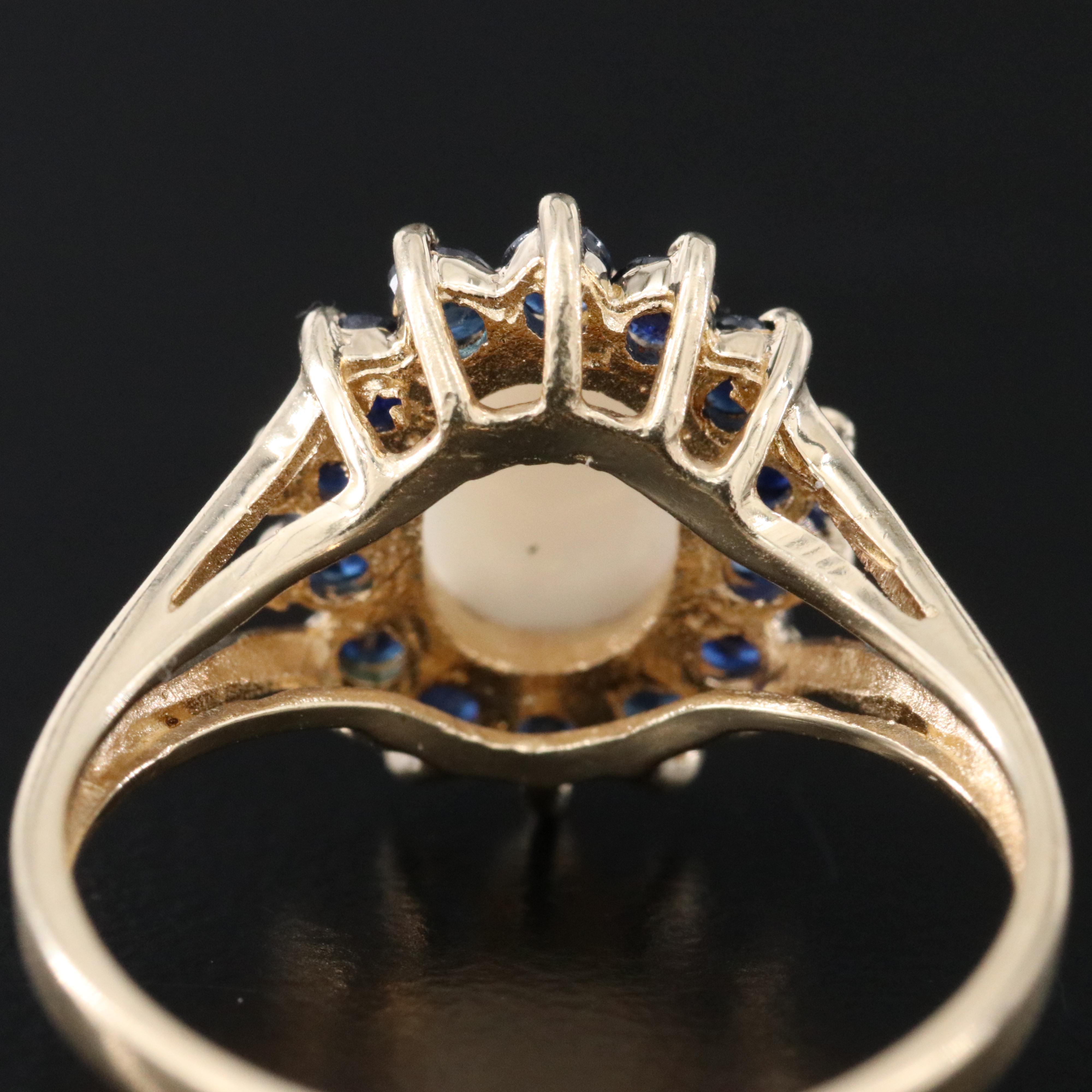 14K Opal and Sapphire Ring