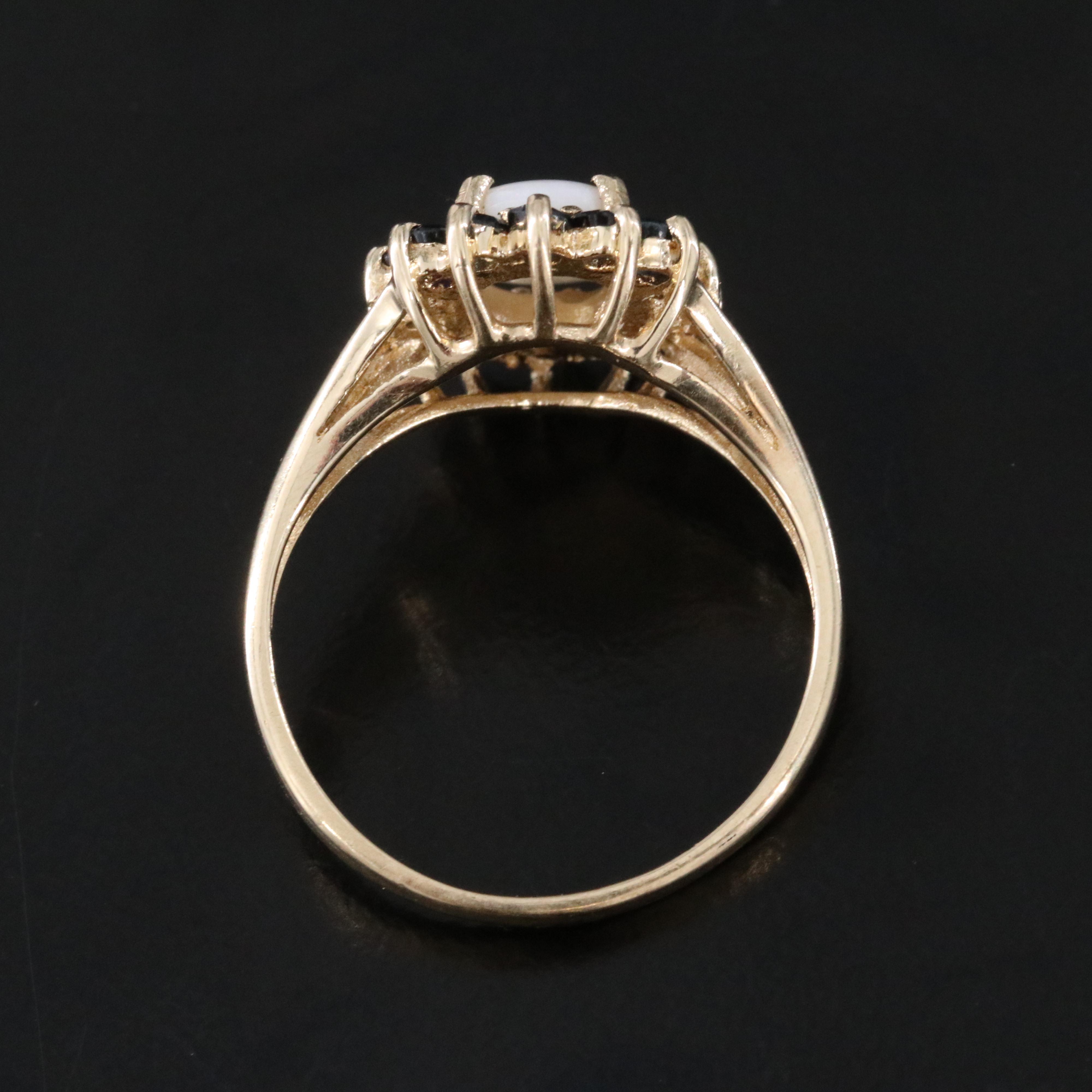 14K Opal and Sapphire Ring