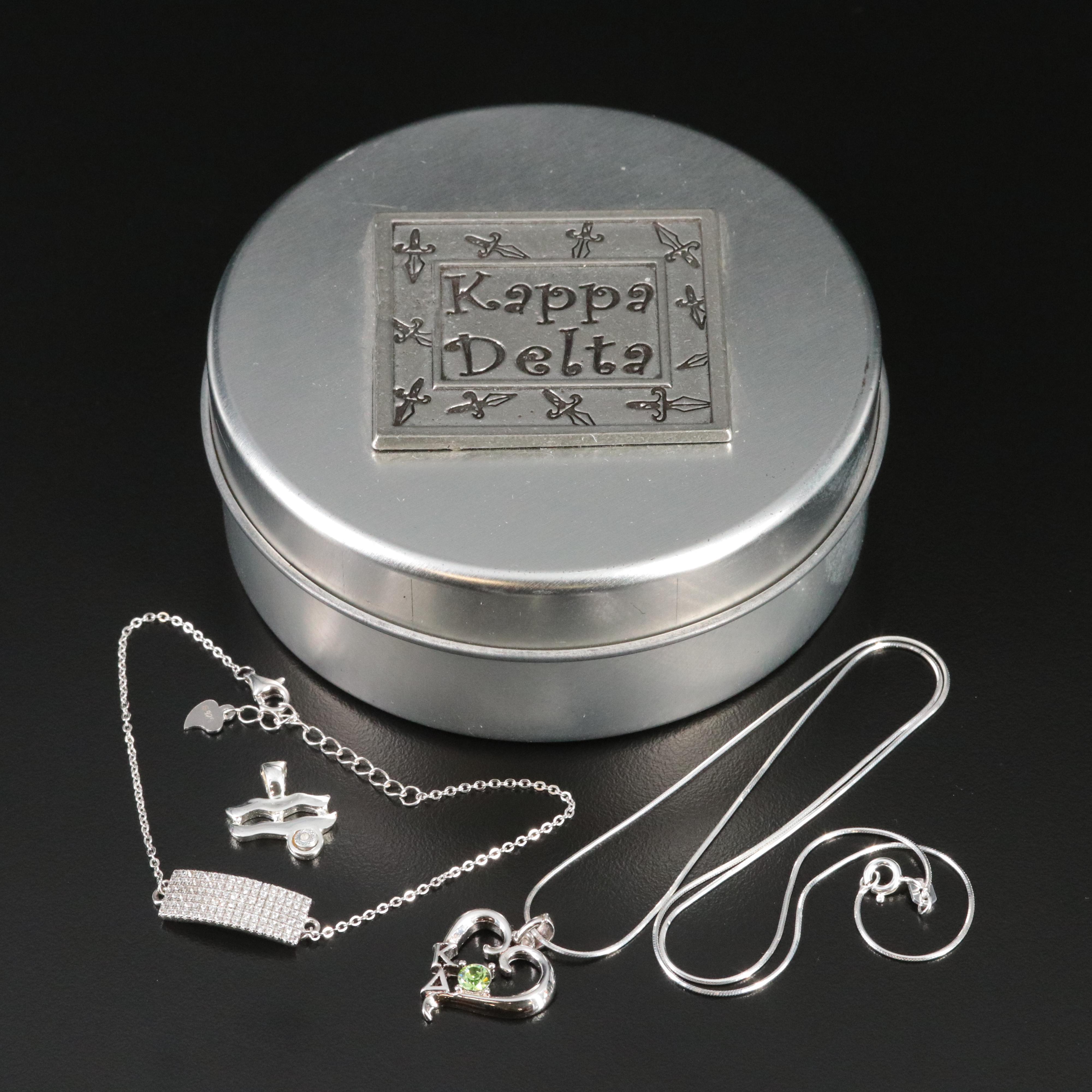 Sterling Cubic Zirconia, Rhinestone and Diamond Jewelry with Kappa Delta  Box