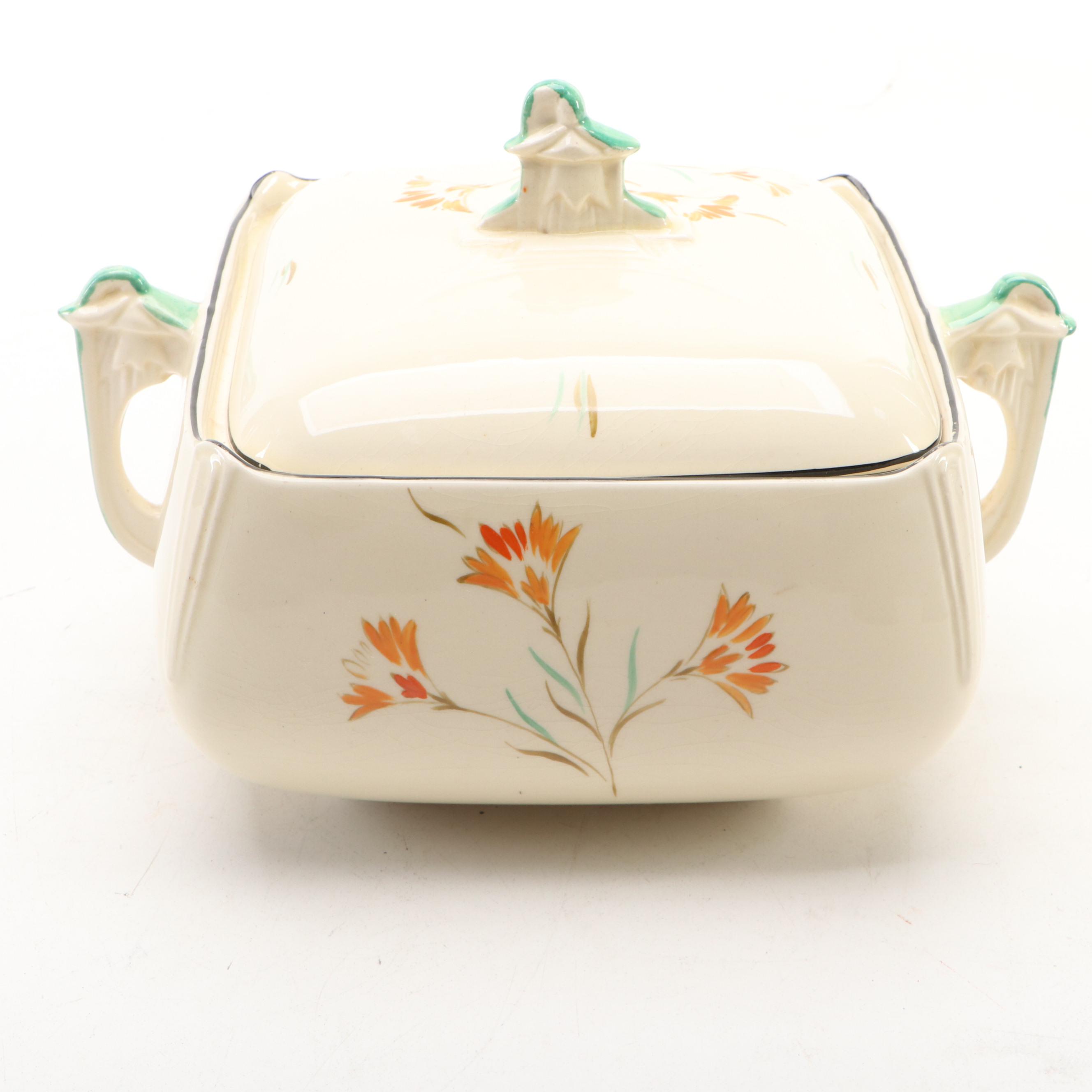 Burleigh Ware Covered Dish with Orange Shaped Teapot