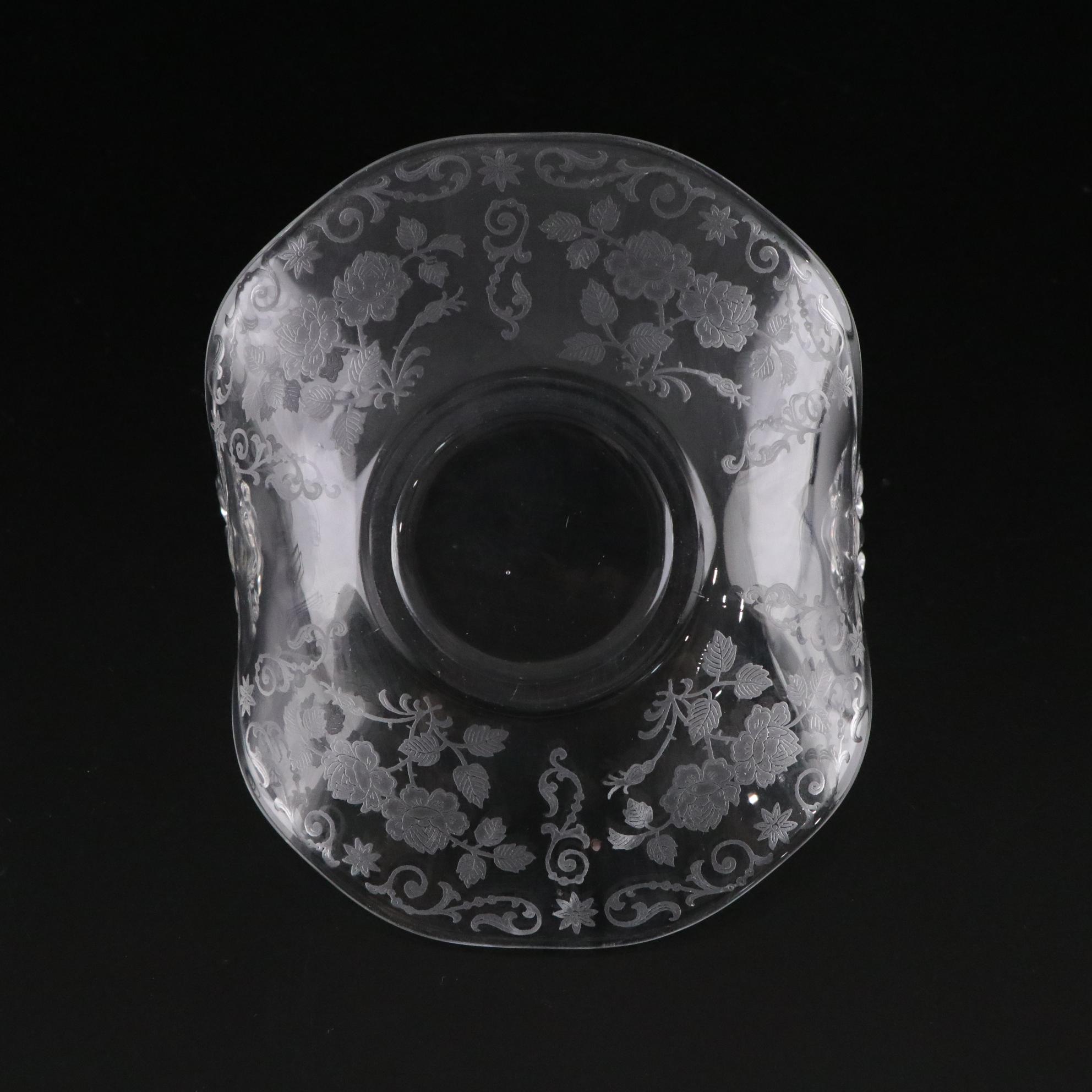 Glastonbury Lotus Etched Floral Liquor Cordial Glasses with Serveware