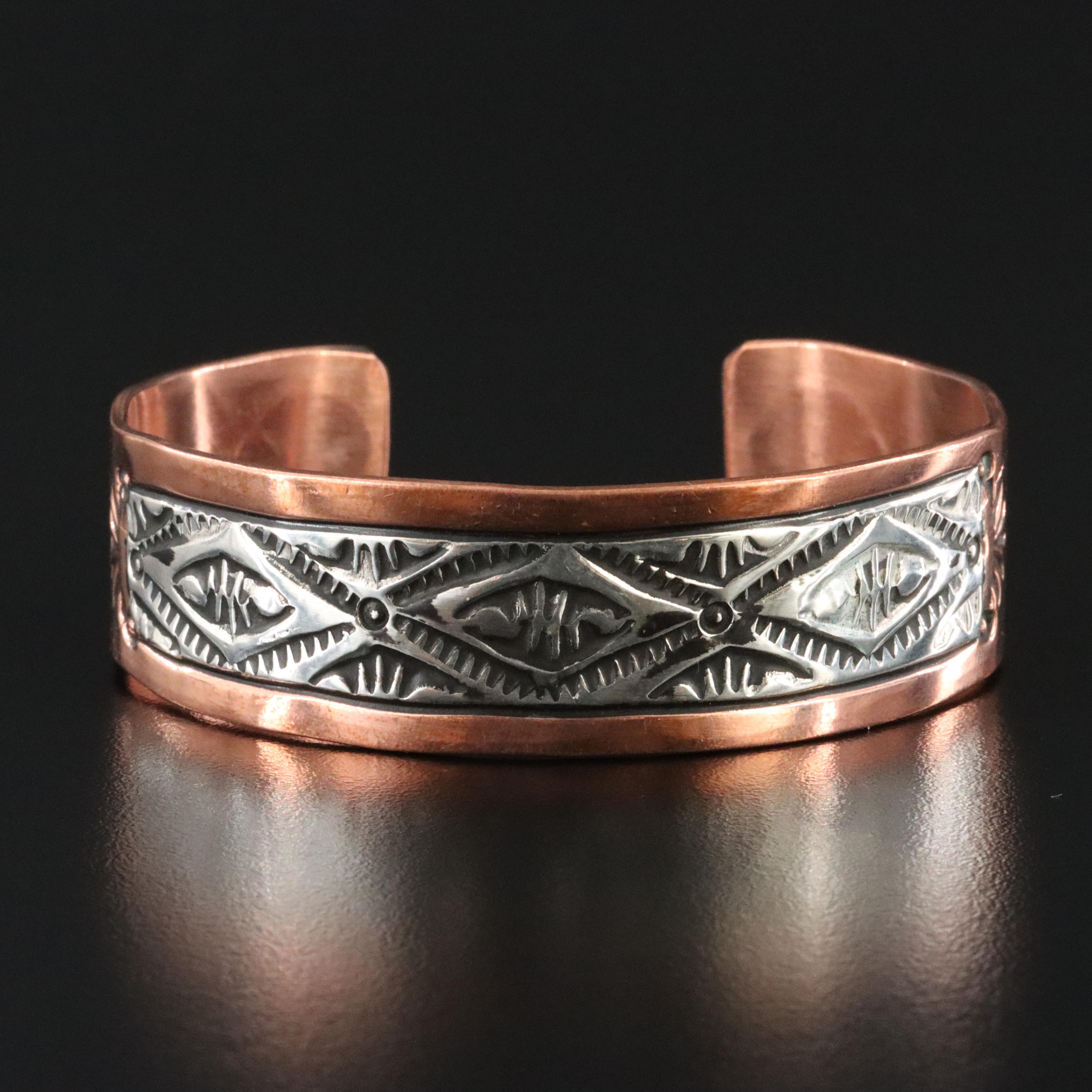 Charlene & Robert Little Navajo Diné Copper and Sterling Cuff