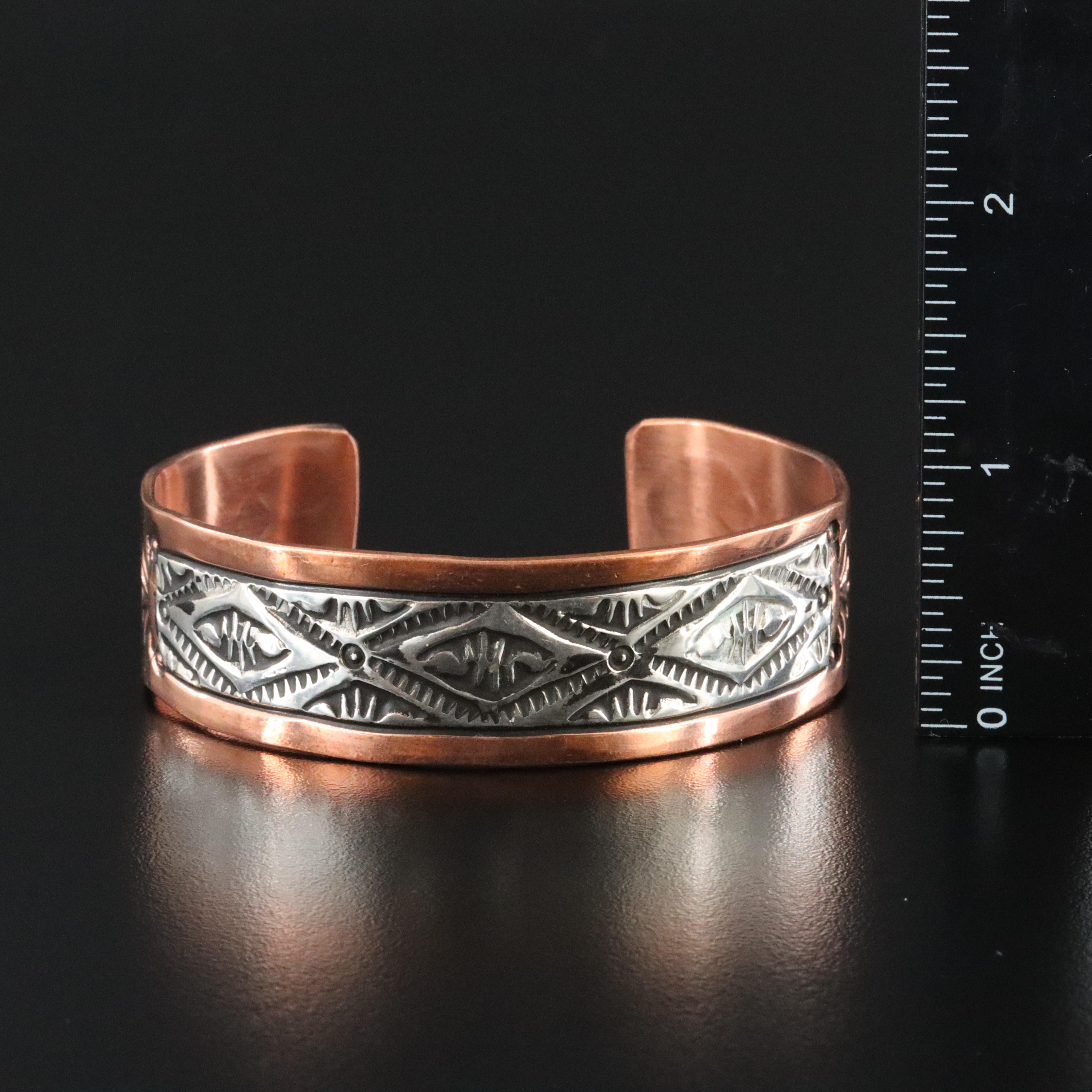 Charlene & Robert Little Navajo Diné Copper and Sterling Cuff