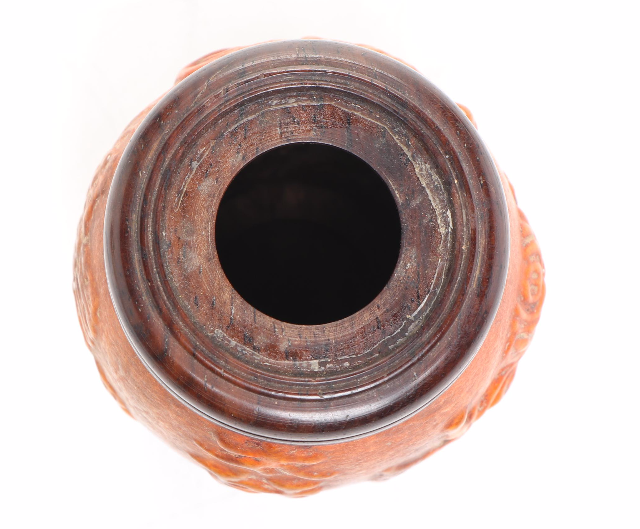 Carved Bamboo Root Wood Wine Goblets with Decorative Wooden Plate and Jar