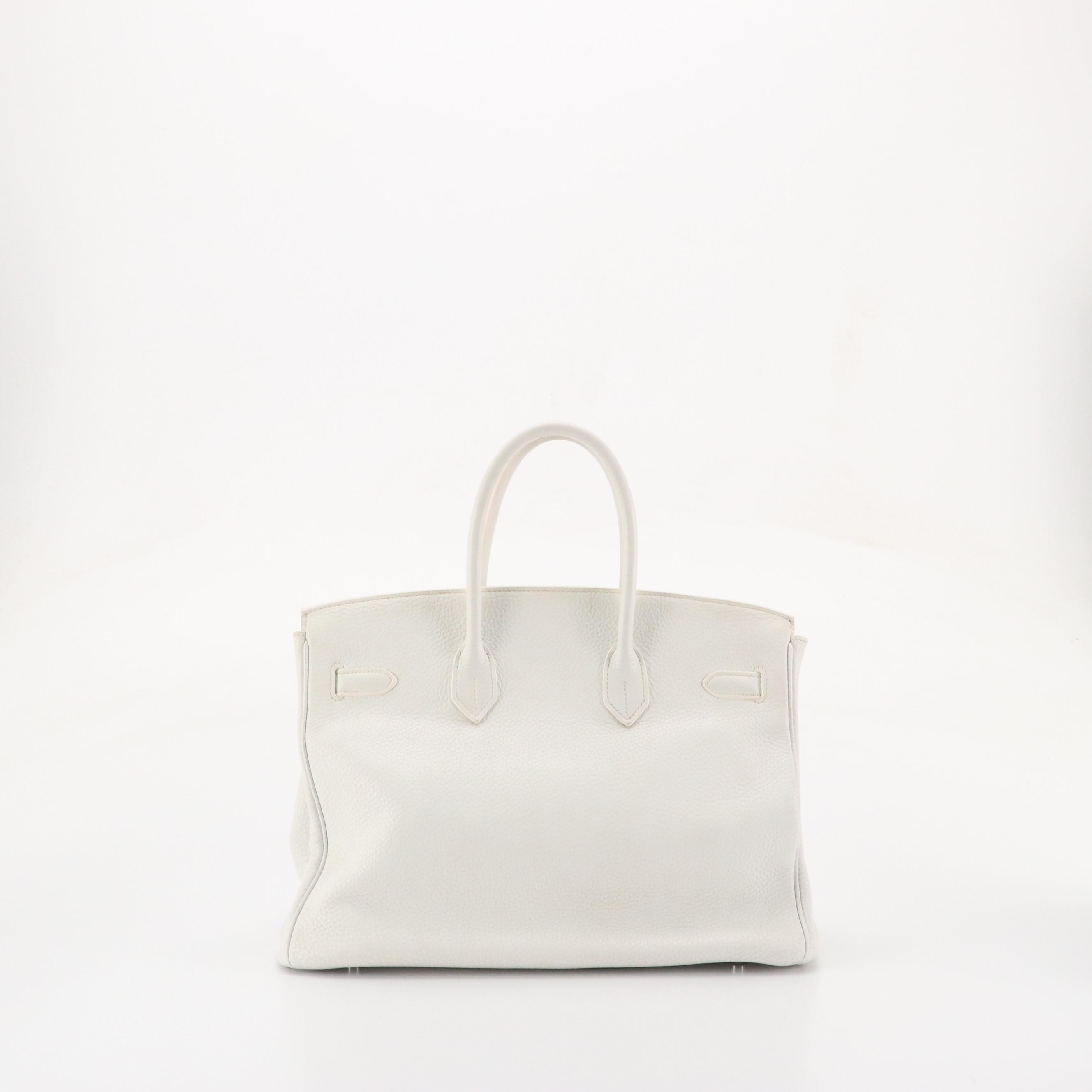 Hermès Birkin 35 Satchel in White Clemence Leather