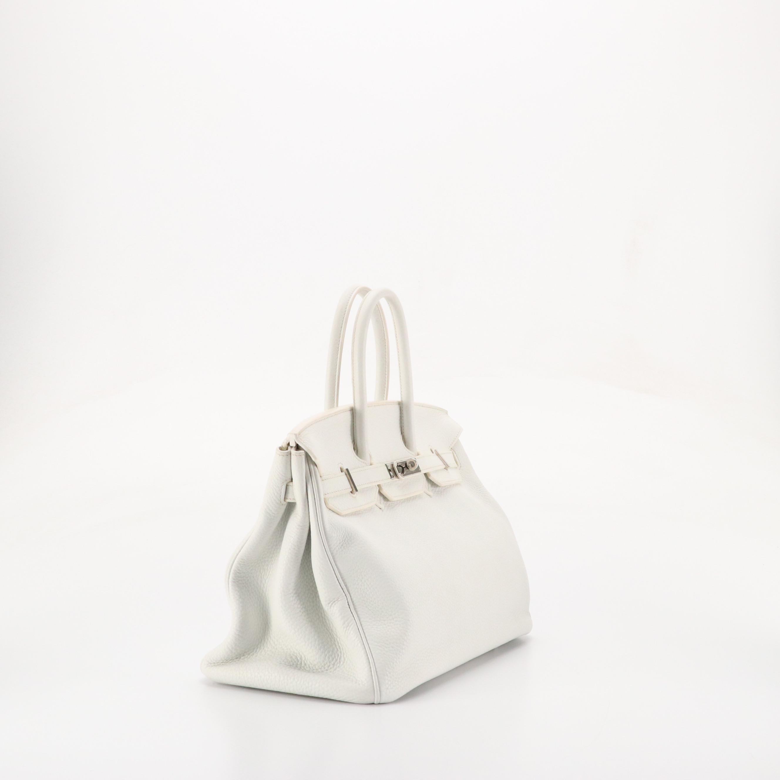 Hermès Birkin 35 Satchel in White Clemence Leather