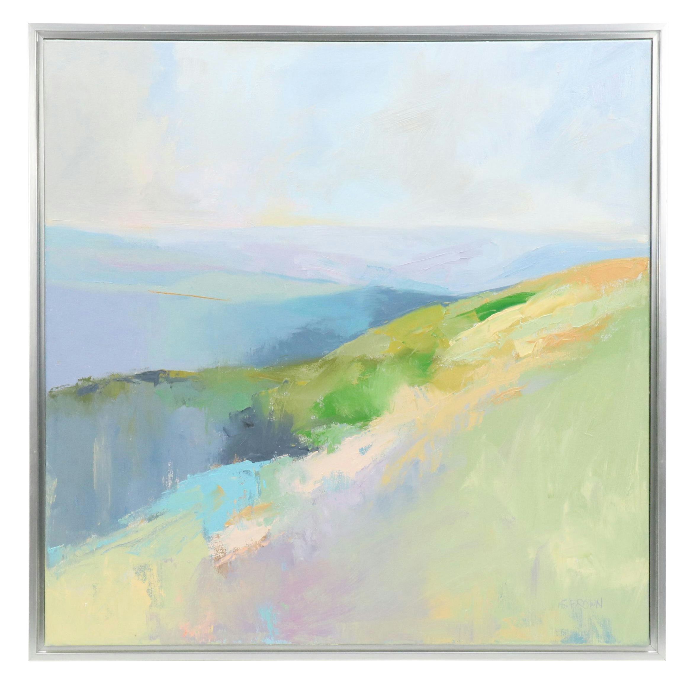 Sarah Brown Landscape Oil Painting "Calm and Chaos," 21st Century