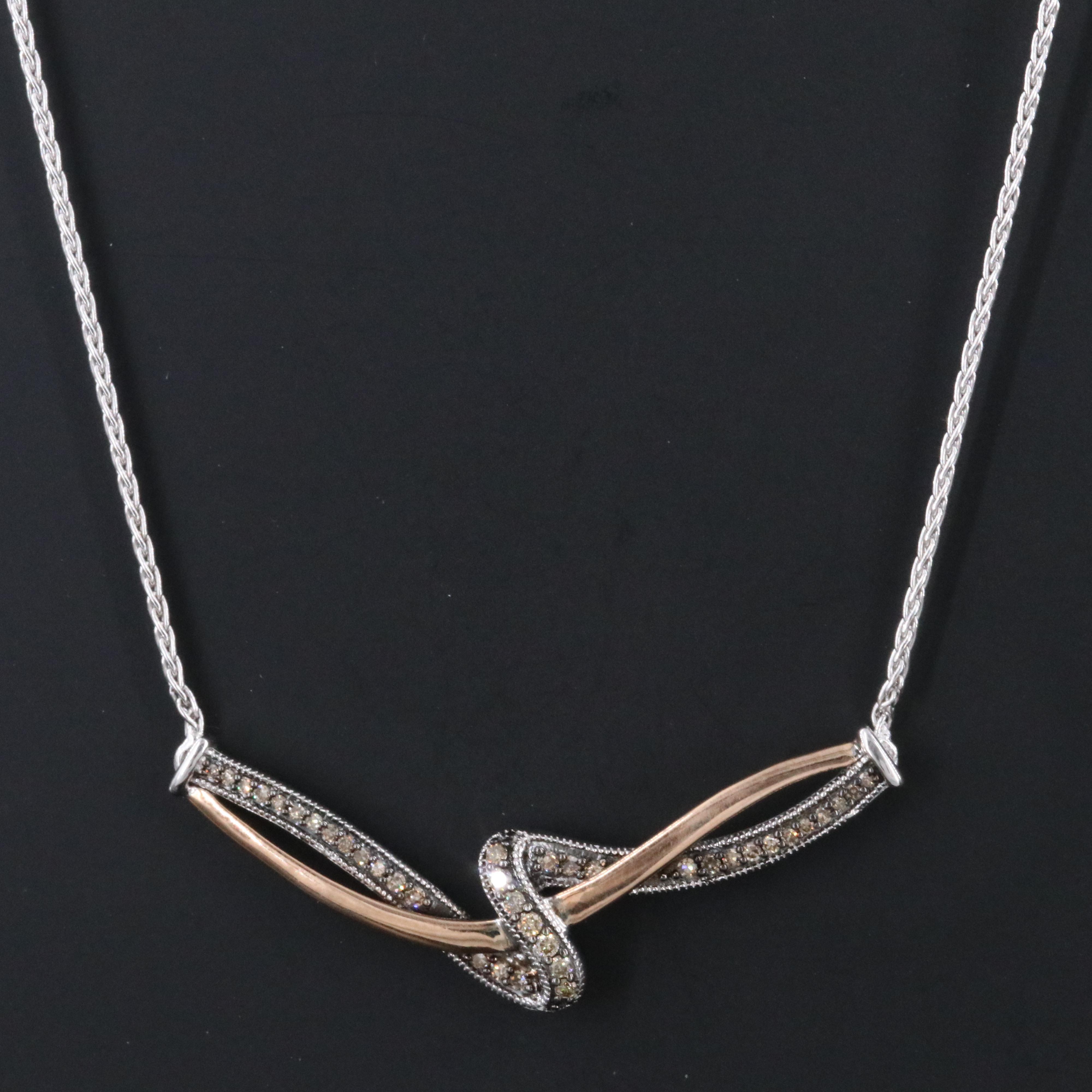 Sterling Necklace with 10K Rose Gold Accent