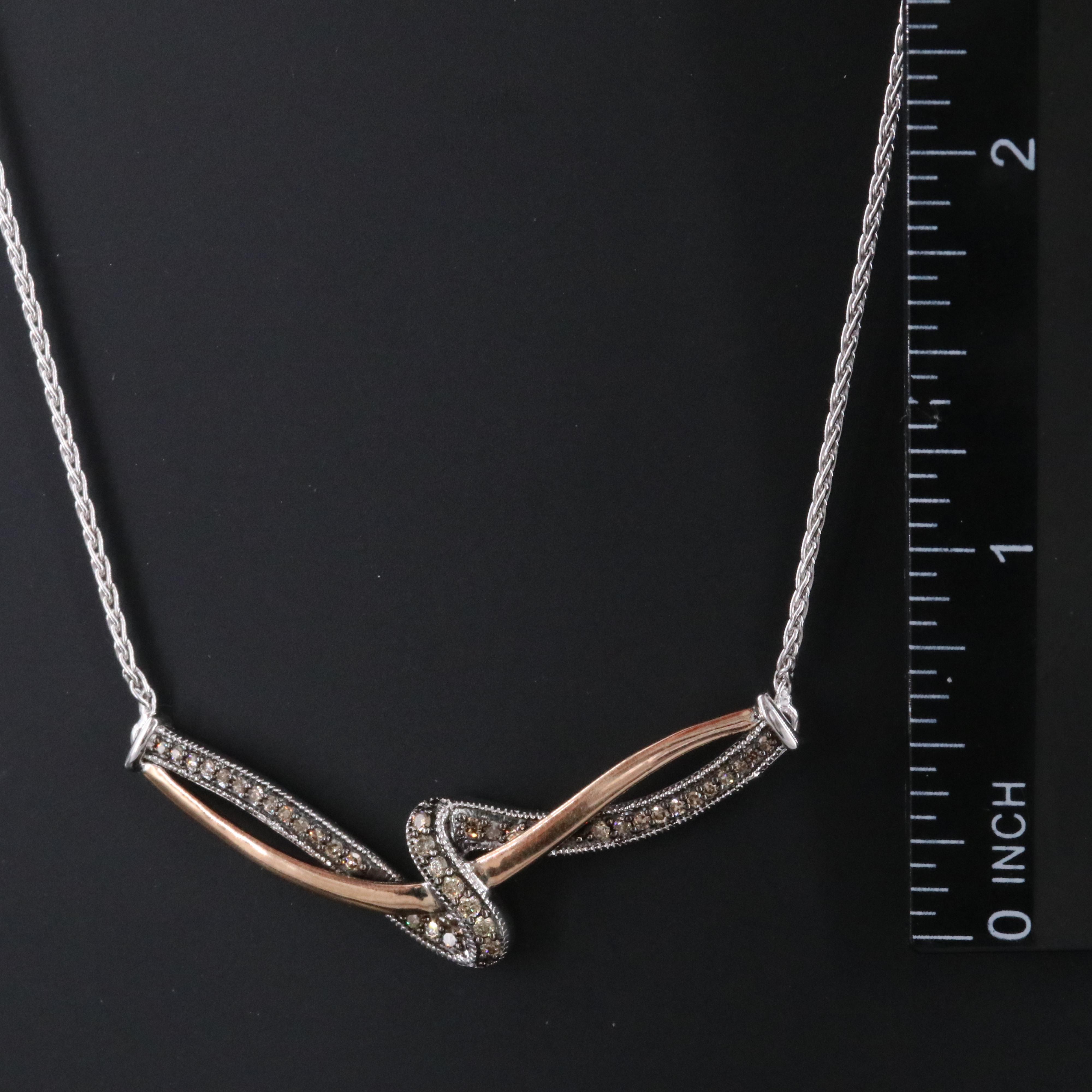 Sterling Necklace with 10K Rose Gold Accent