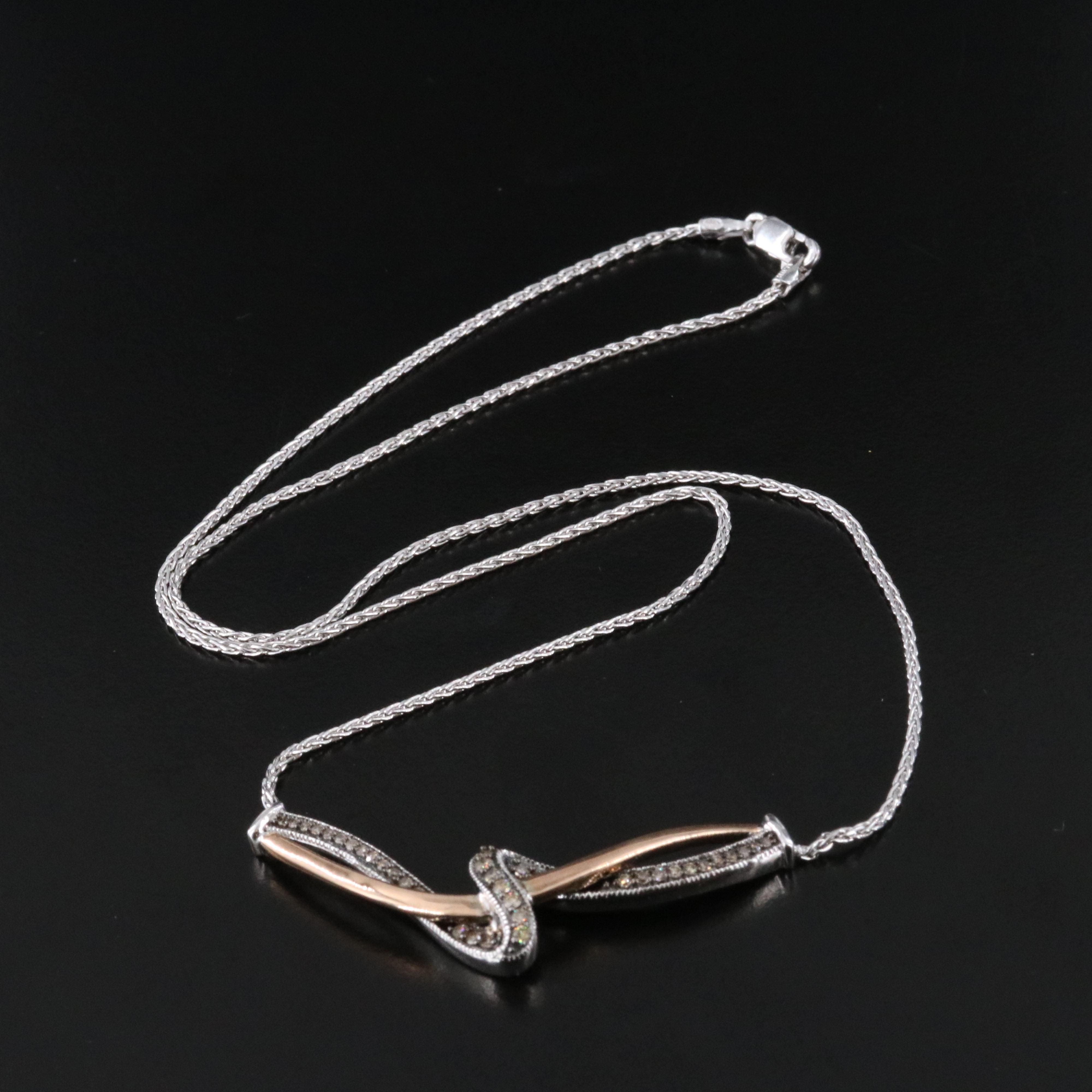 Sterling Necklace with 10K Rose Gold Accent