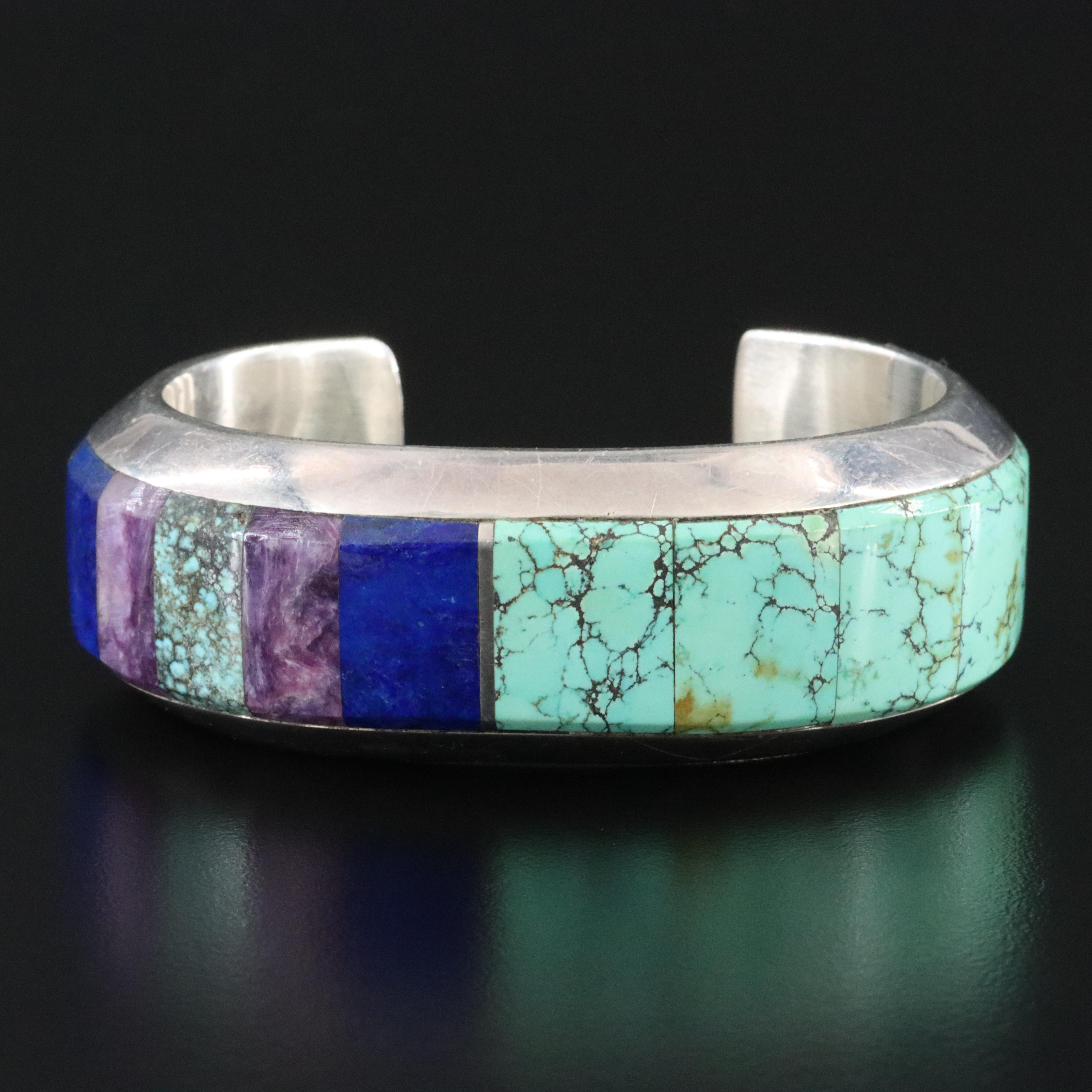 Marvin and Luanne Slim Navajo Diné Sterling Gemstone Cuff Bracelet