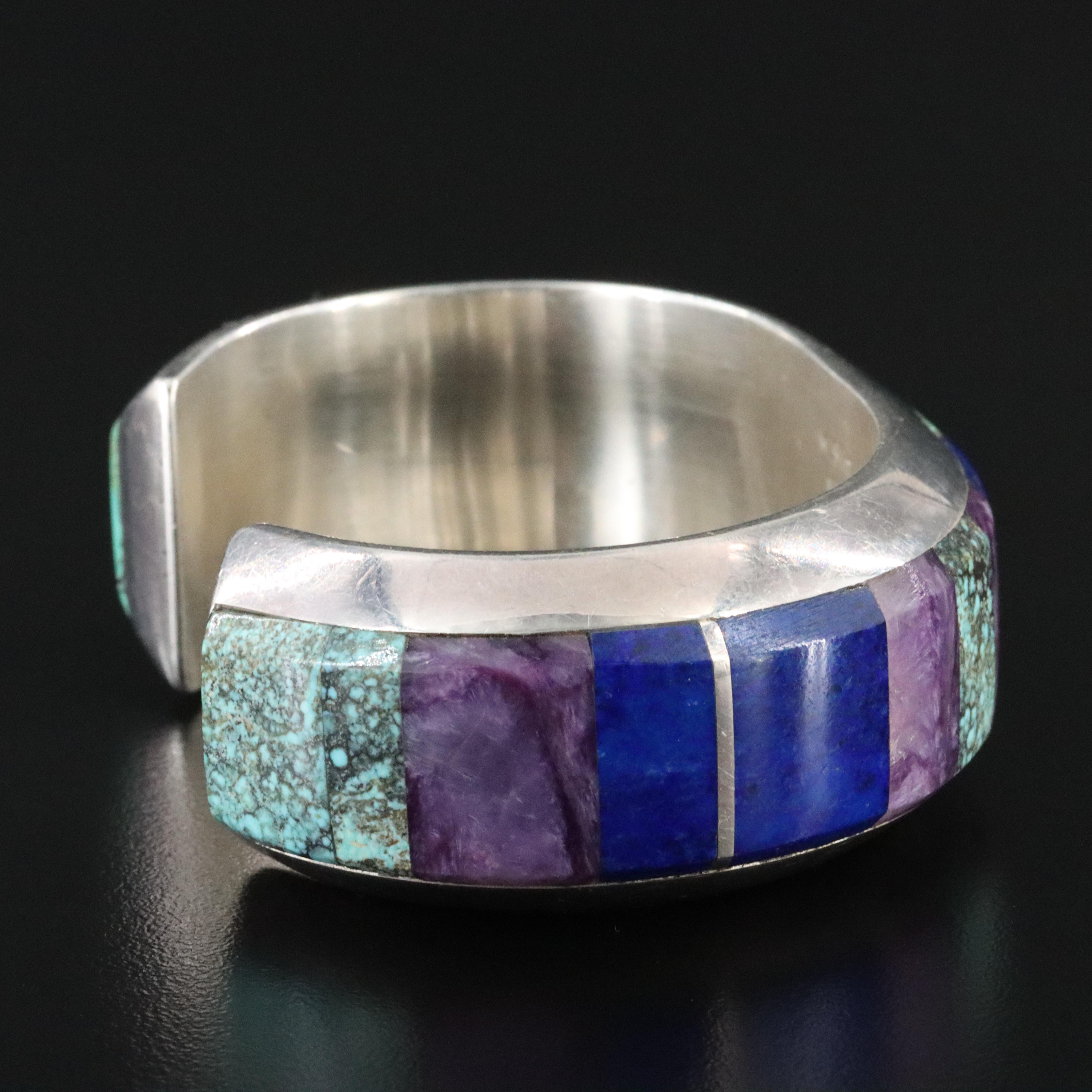 Marvin and Luanne Slim Navajo Diné Sterling Gemstone Cuff Bracelet