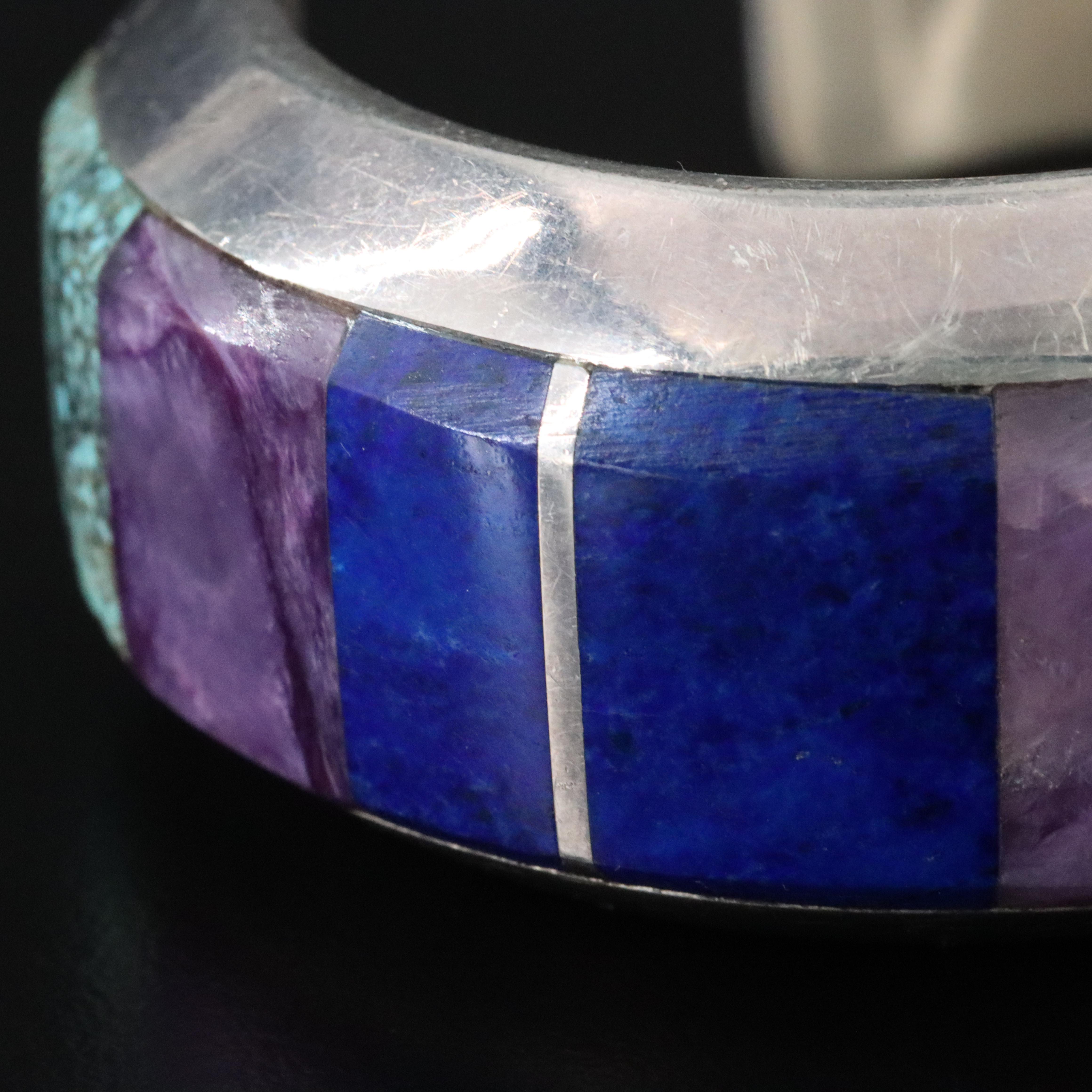 Marvin and Luanne Slim Navajo Diné Sterling Gemstone Cuff Bracelet