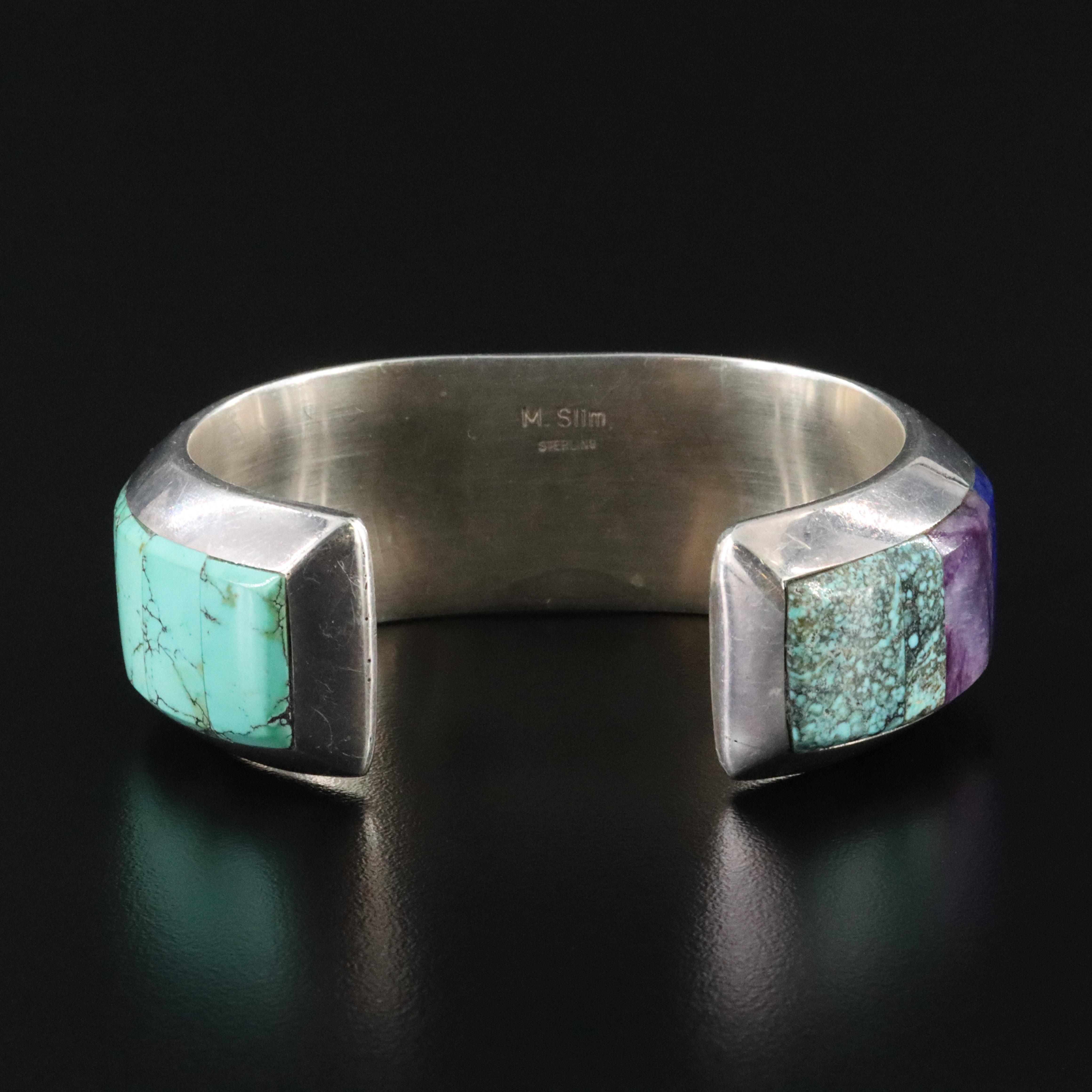 Marvin and Luanne Slim Navajo Diné Sterling Gemstone Cuff Bracelet