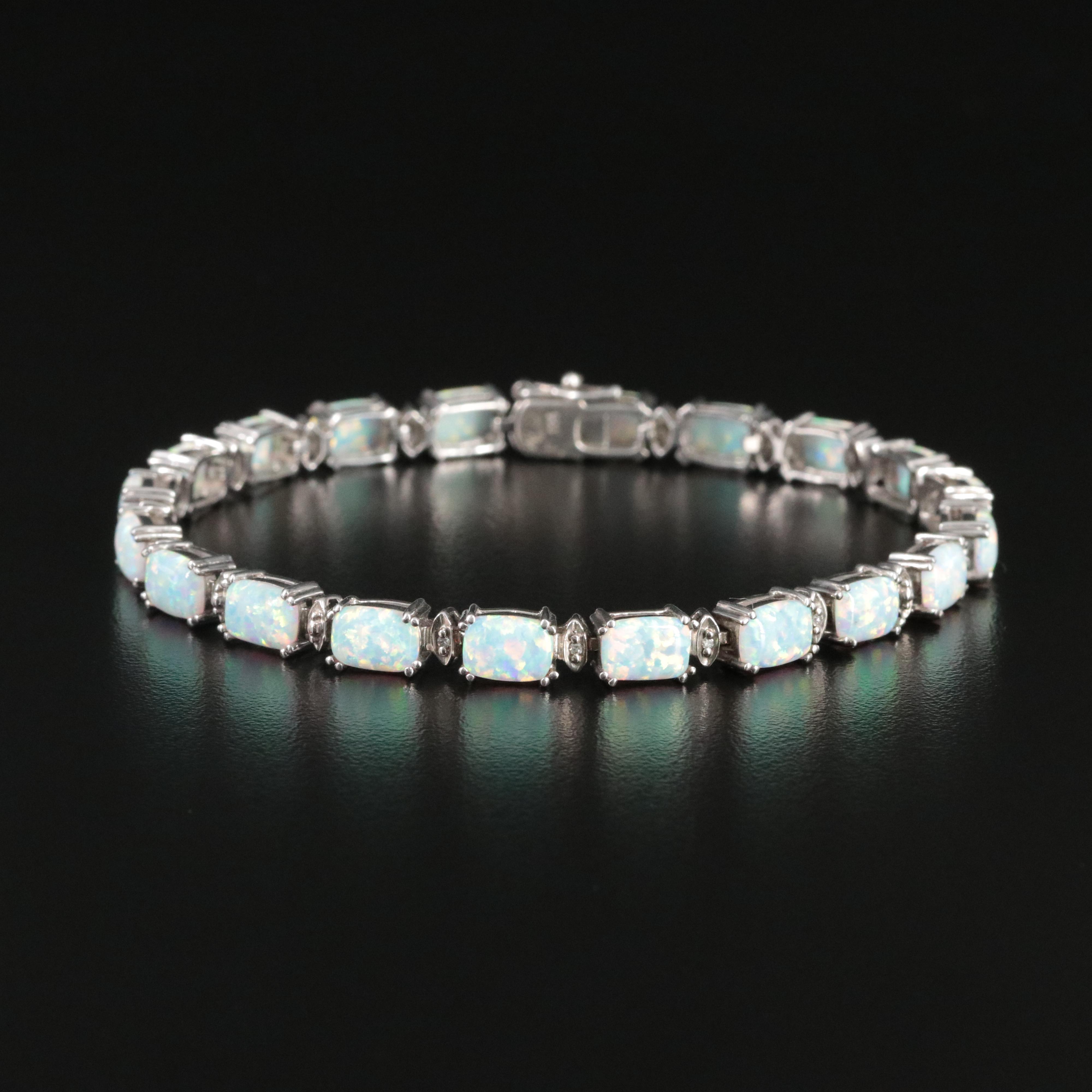 Sterling Lab Grown Opal Bracelet