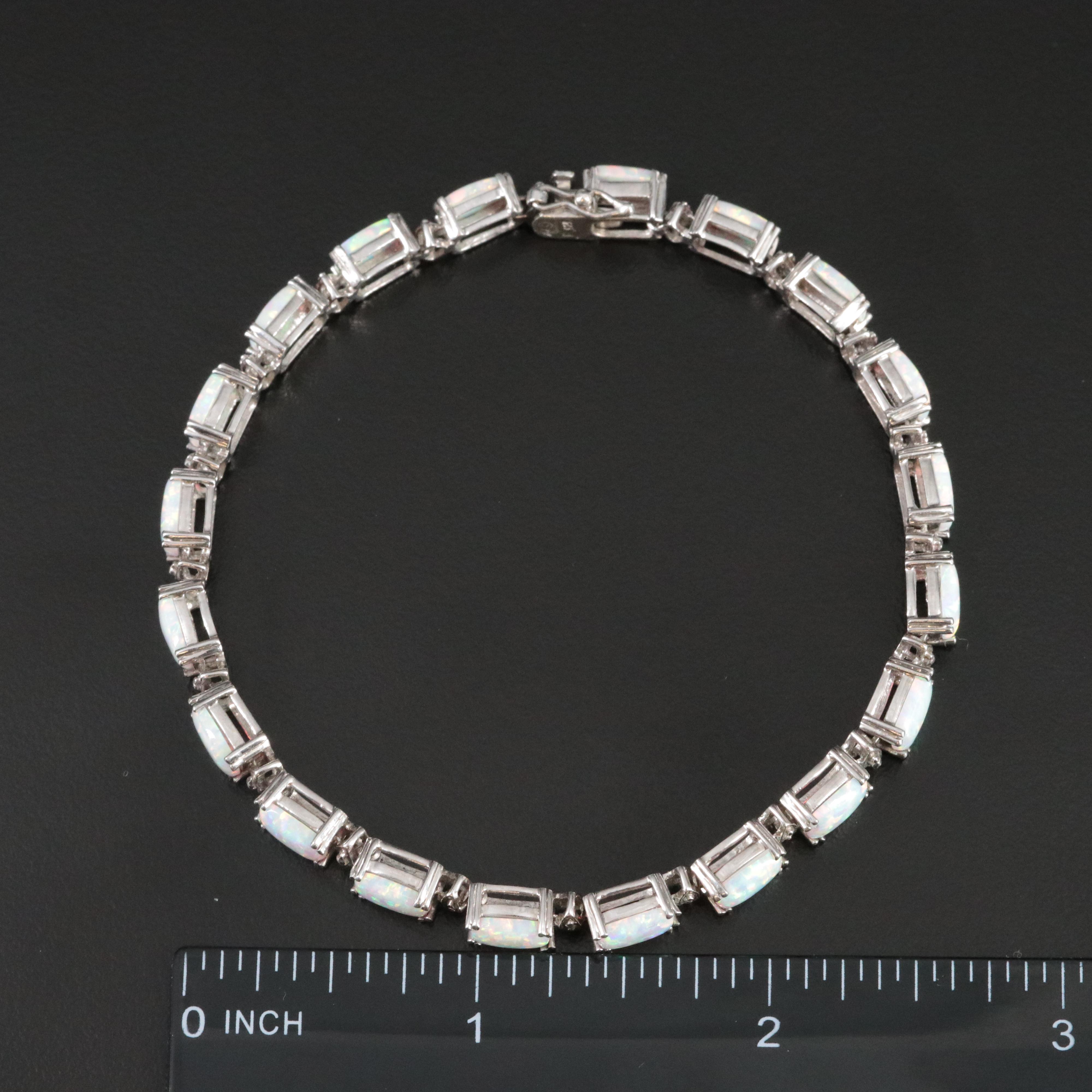 Sterling Lab Grown Opal Bracelet