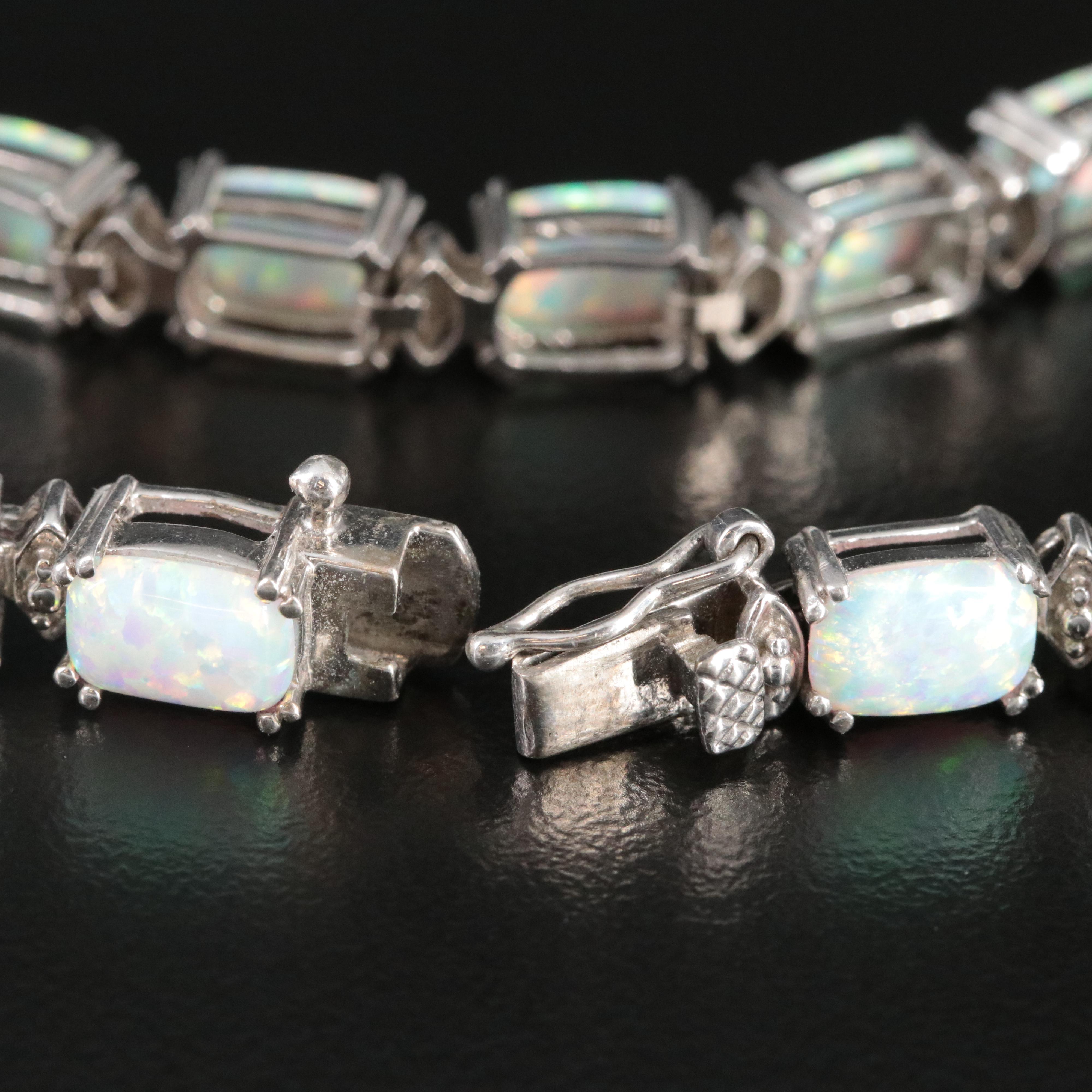 Sterling Lab Grown Opal Bracelet