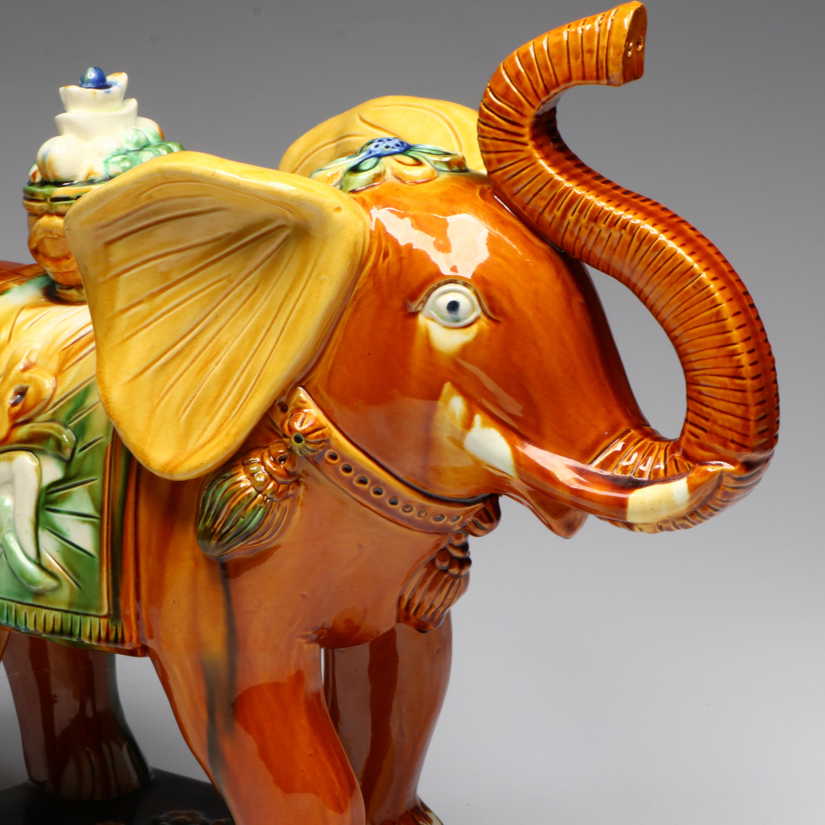 Chinese Tang Style Sancai Glaze Elephant