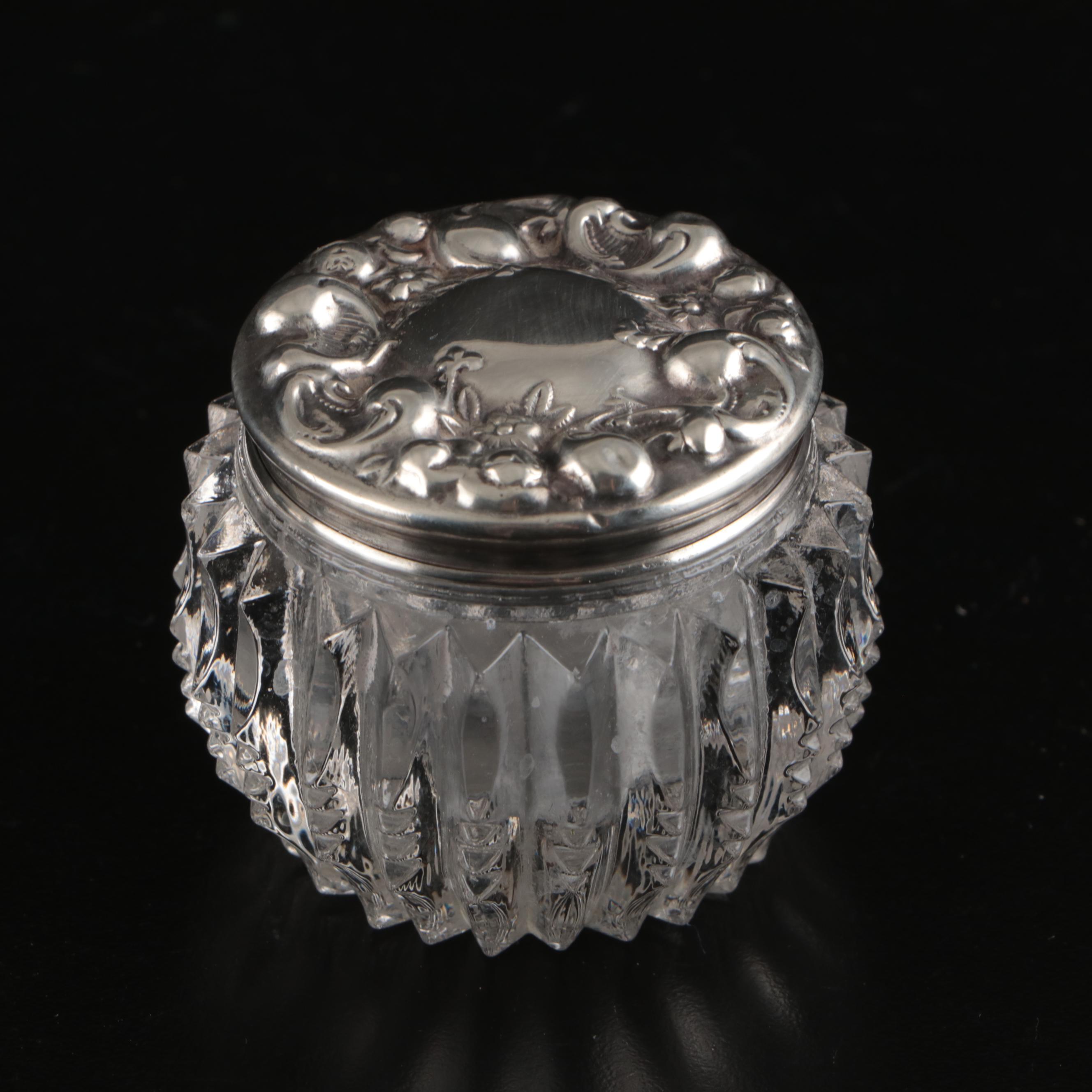 Gorham Sterling Silver Powder Jar and Other Sterling Vanity Items