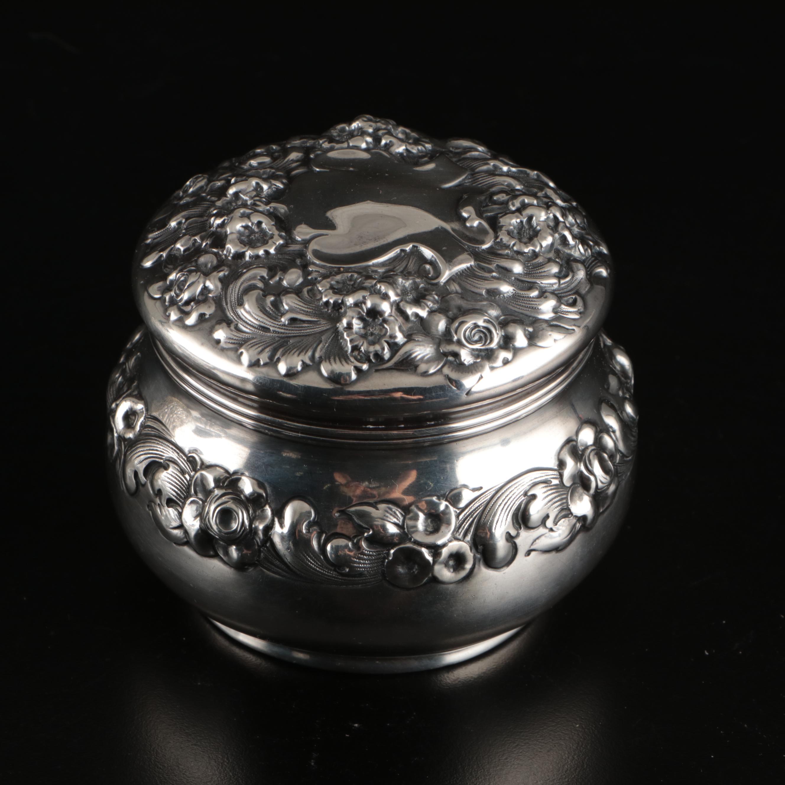 Gorham Sterling Silver Powder Jar and Other Sterling Vanity Items