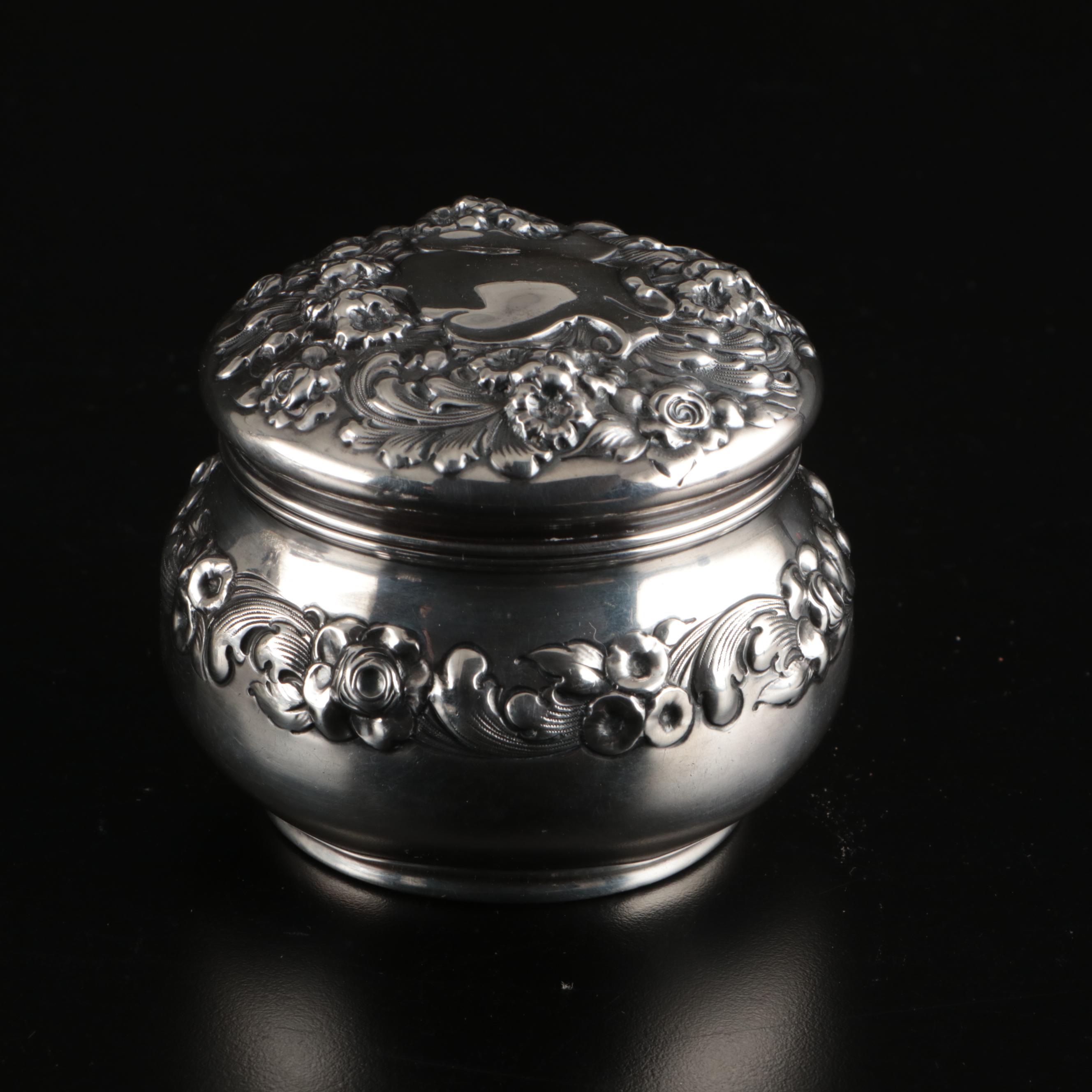 Gorham Sterling Silver Powder Jar and Other Sterling Vanity Items
