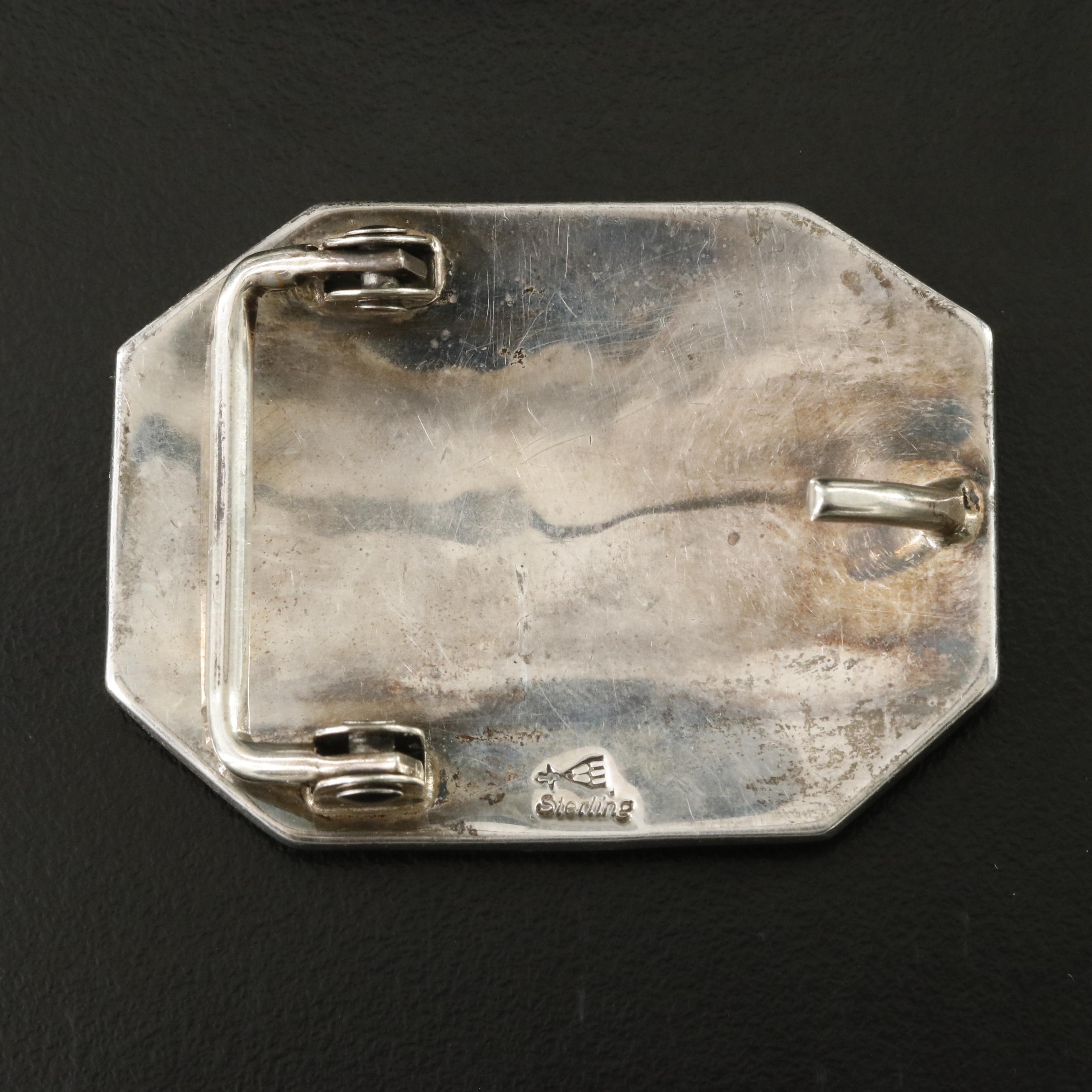 Harold Lomayaktewa Hopi Sterling Silver Man in the Mirror Belt Buckle