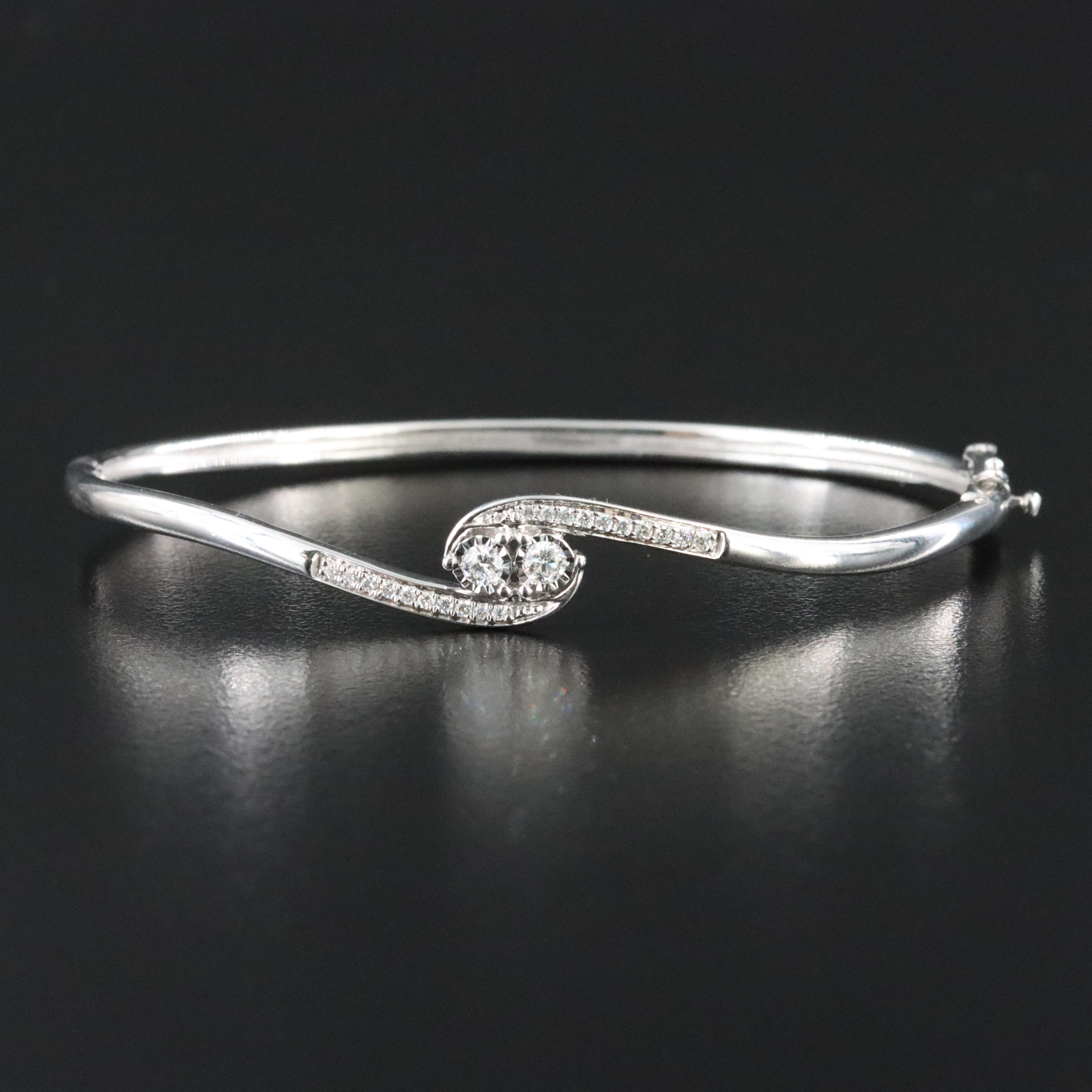 Sterling Diamond Bypass Bracelet