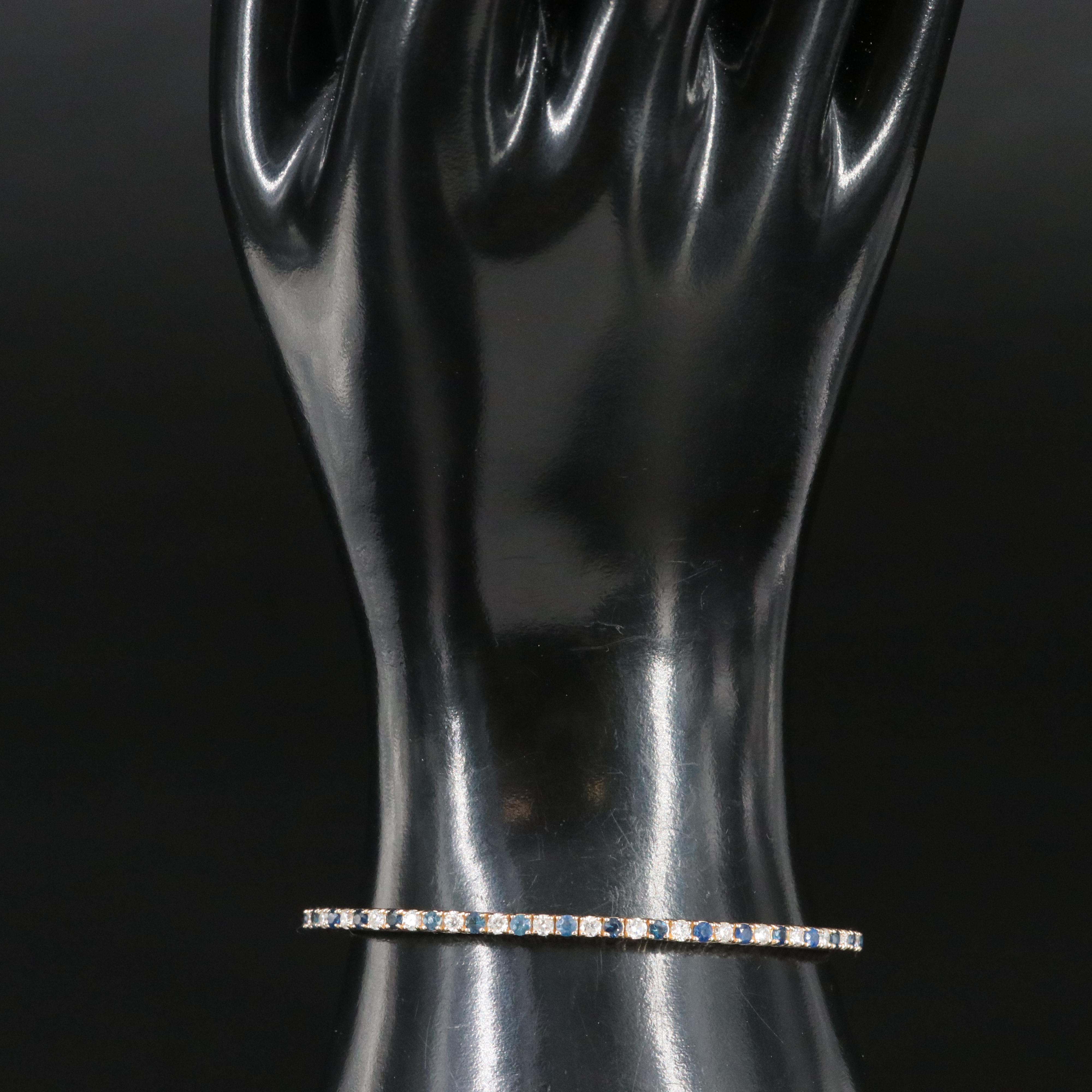 14K 1.20 CTW Diamond and Sapphire Flexible Bangle Bracelet