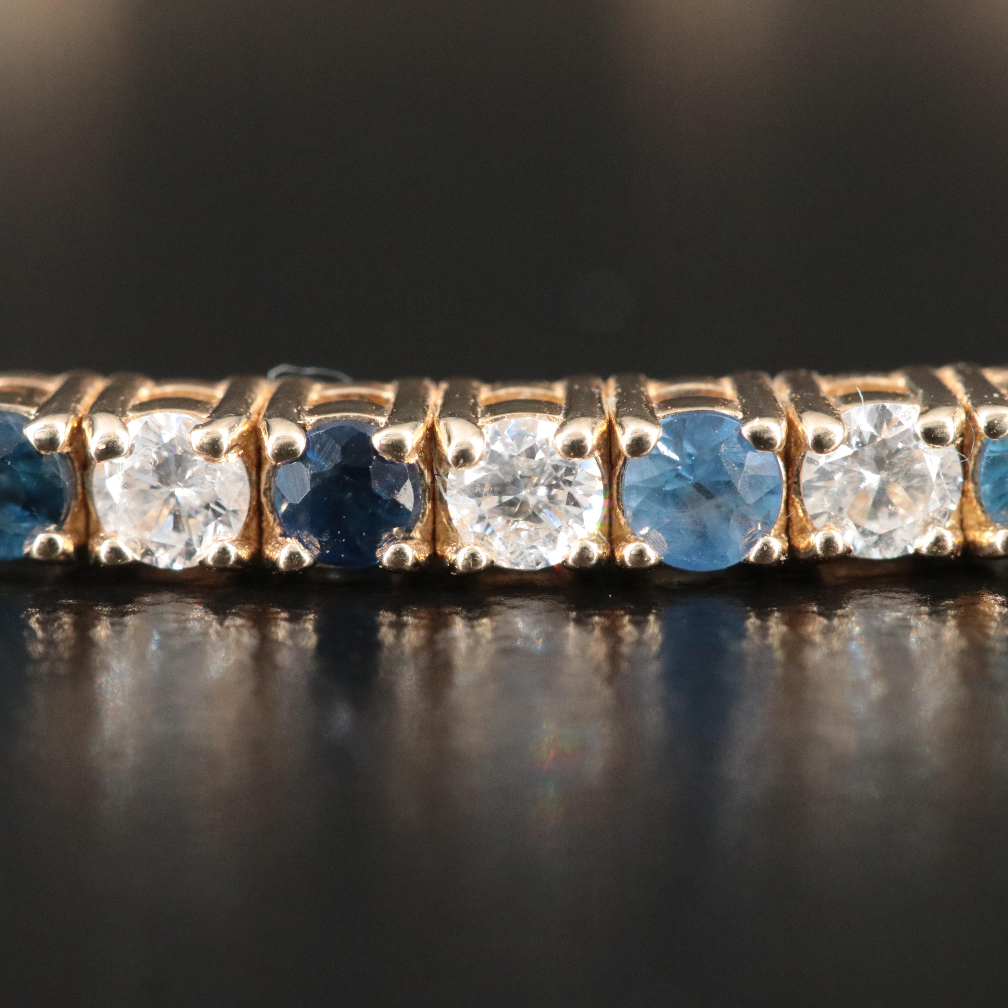 14K 1.20 CTW Diamond and Sapphire Flexible Bangle Bracelet