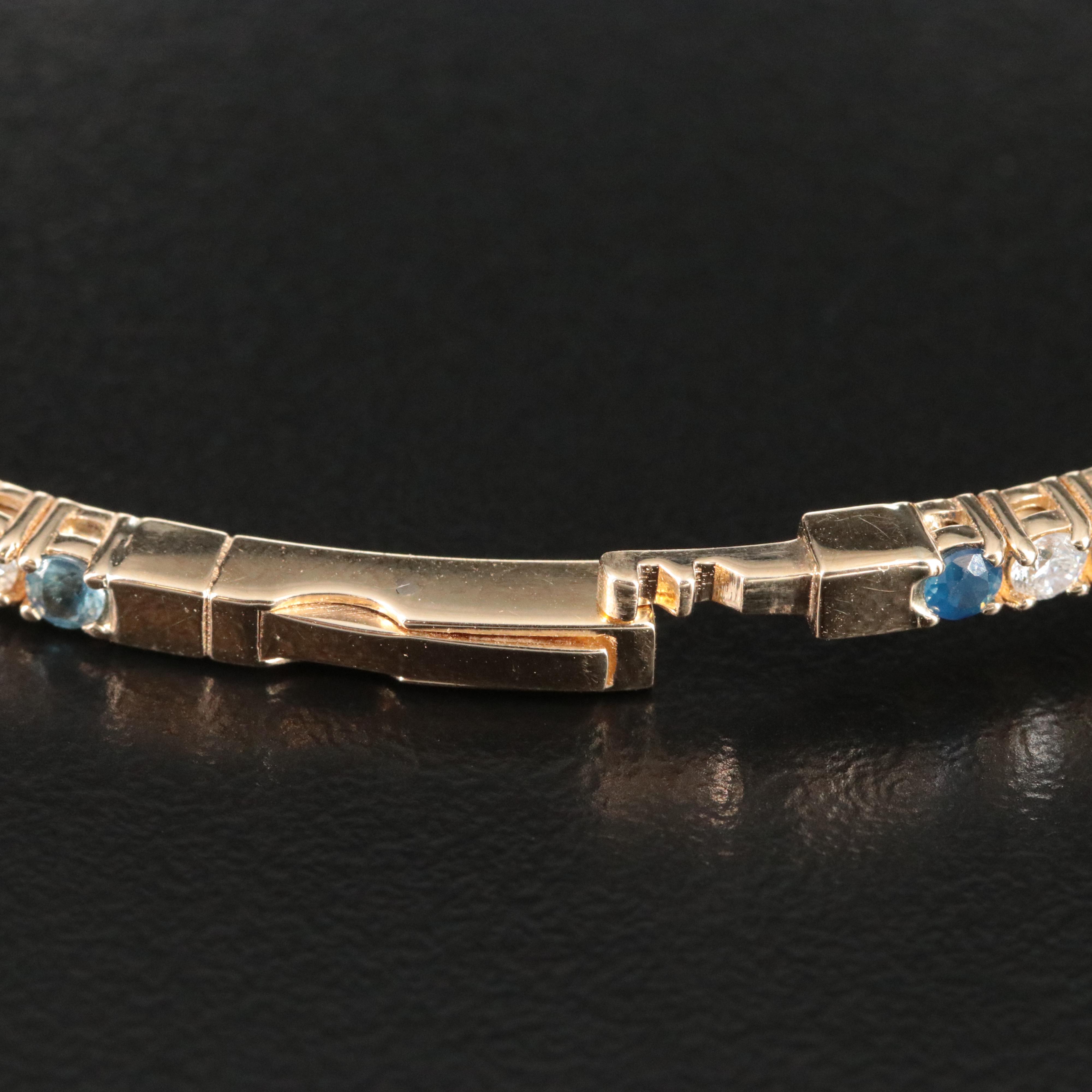 14K 1.20 CTW Diamond and Sapphire Flexible Bangle Bracelet