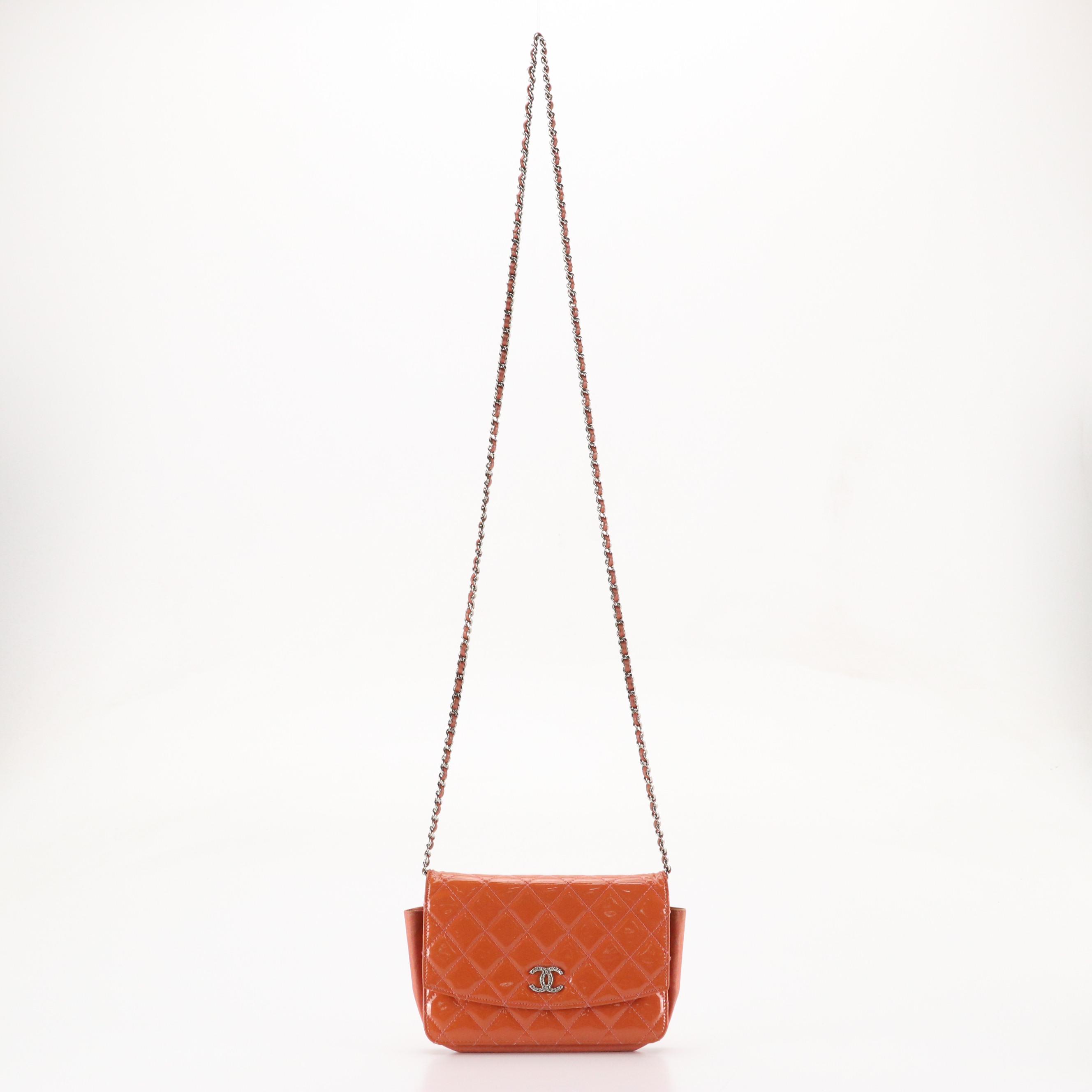 Chanel Crossbody WOC in Orange Quilted Patent Leather