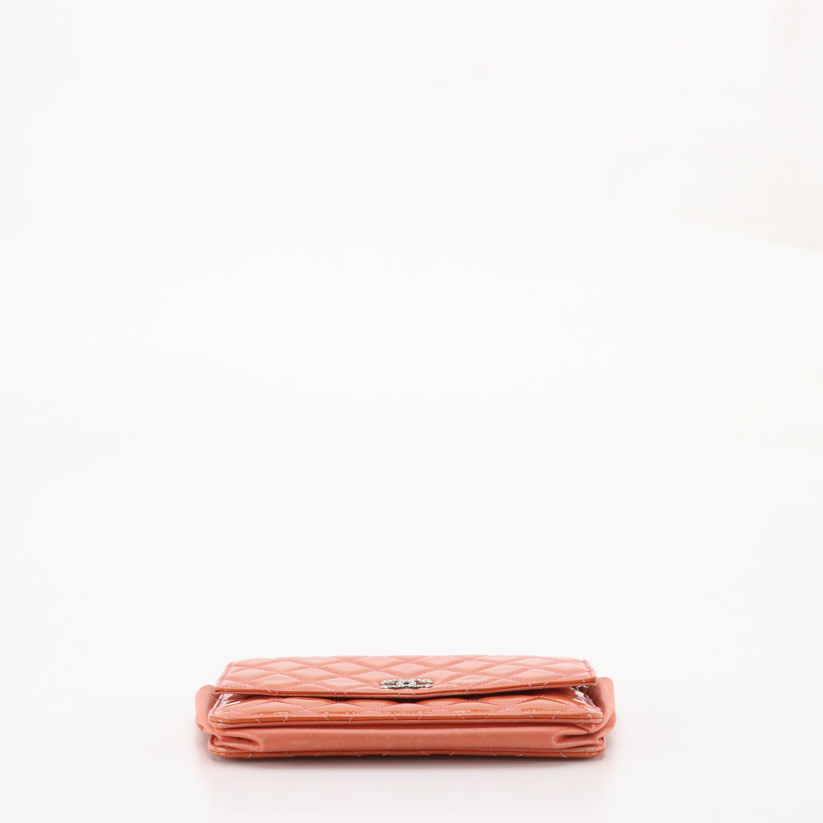 Chanel Crossbody WOC in Orange Quilted Patent Leather