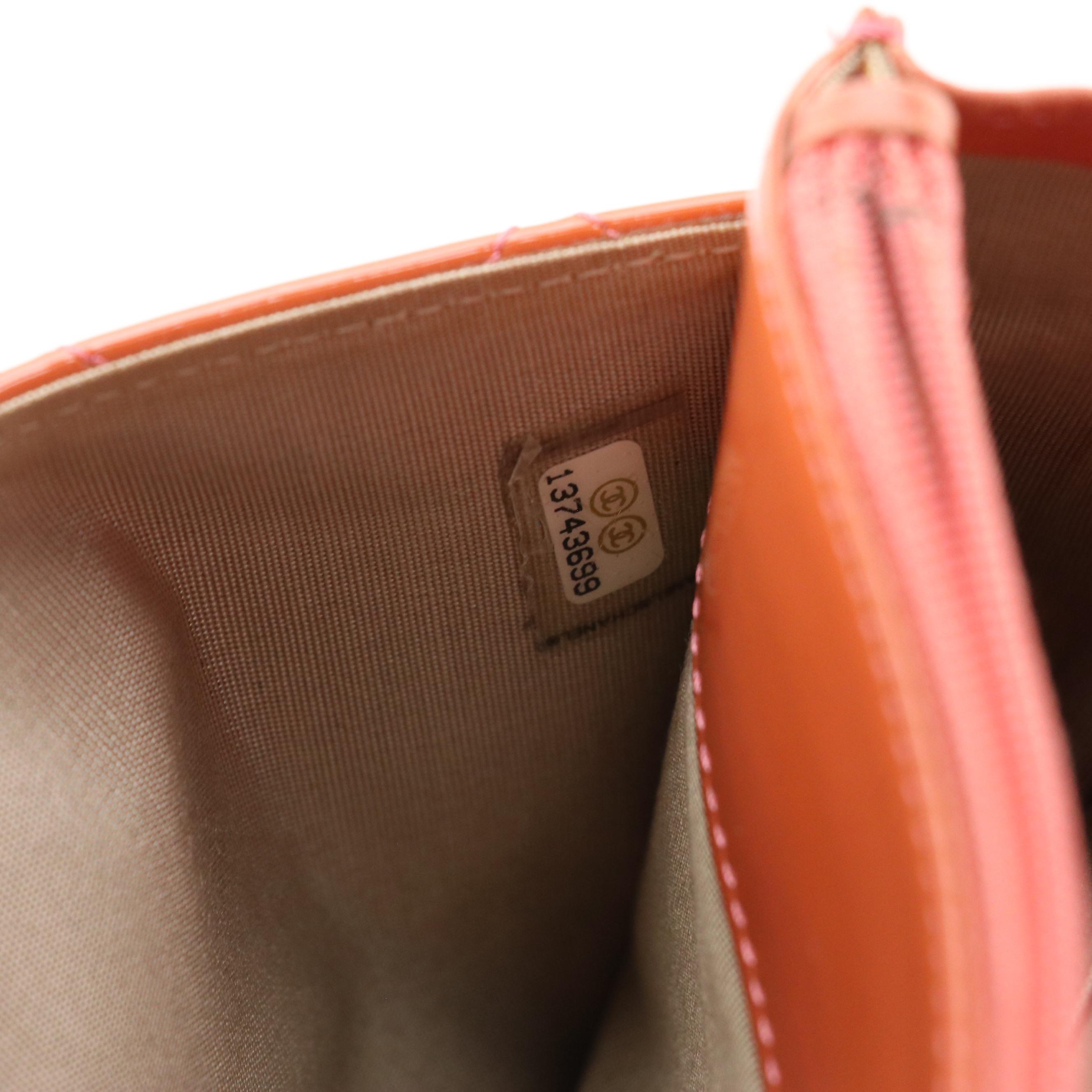 Chanel Crossbody WOC in Orange Quilted Patent Leather