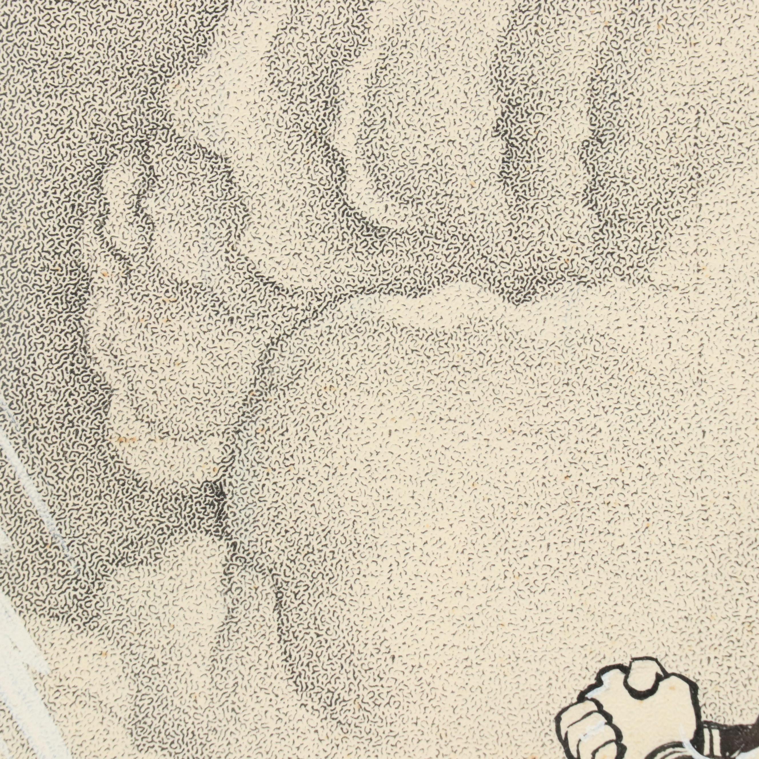 L.D. Warren Editorial Cartoon Style Ink Drawing, 1967