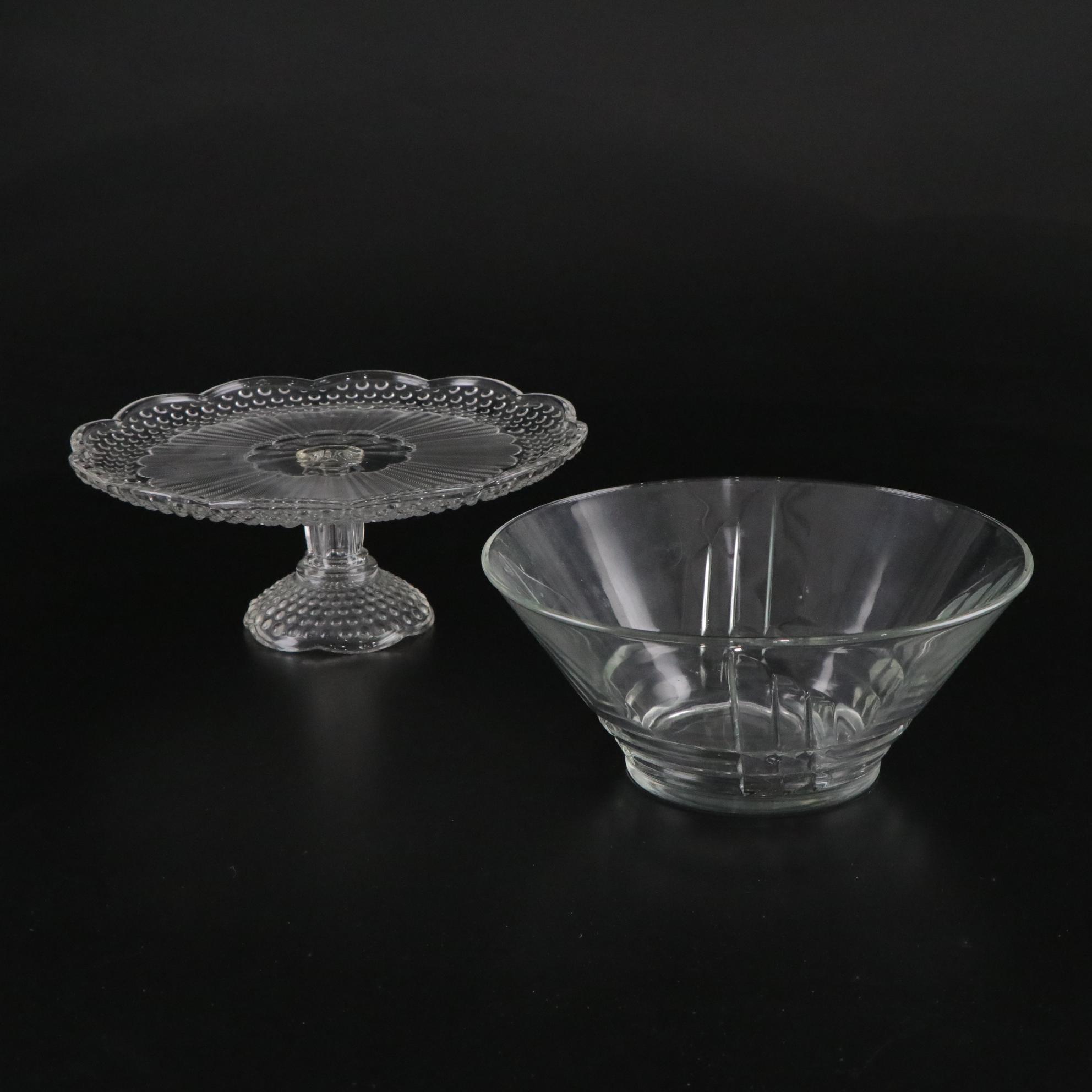 Gorham "Emily's Attic" Glass Cake Stand with Luminarc Bowl