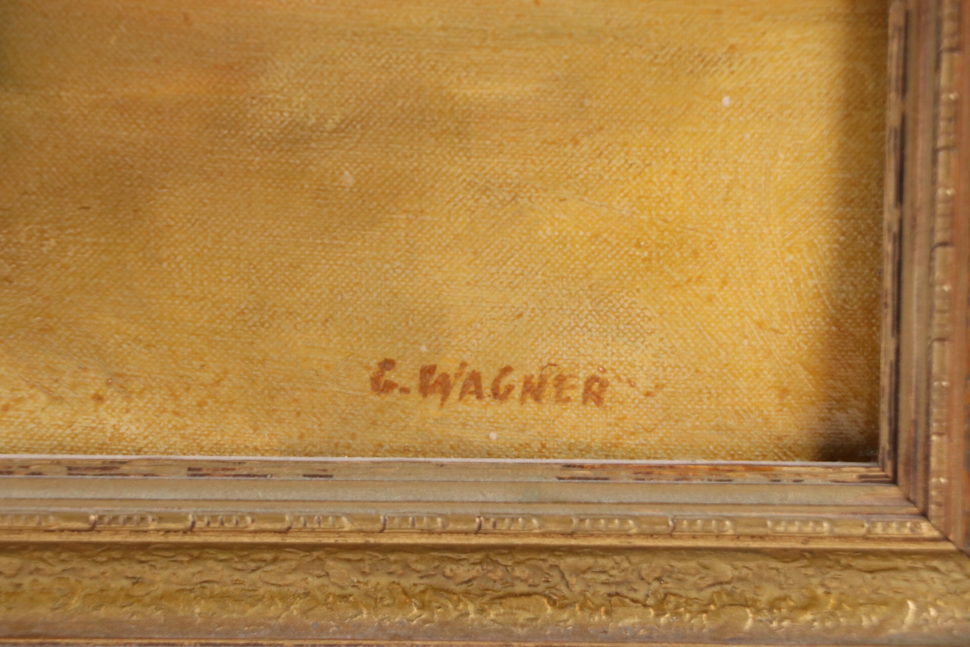 G. Wagner Still Life Oil Painting with Lantern and Fruit, 20th Century