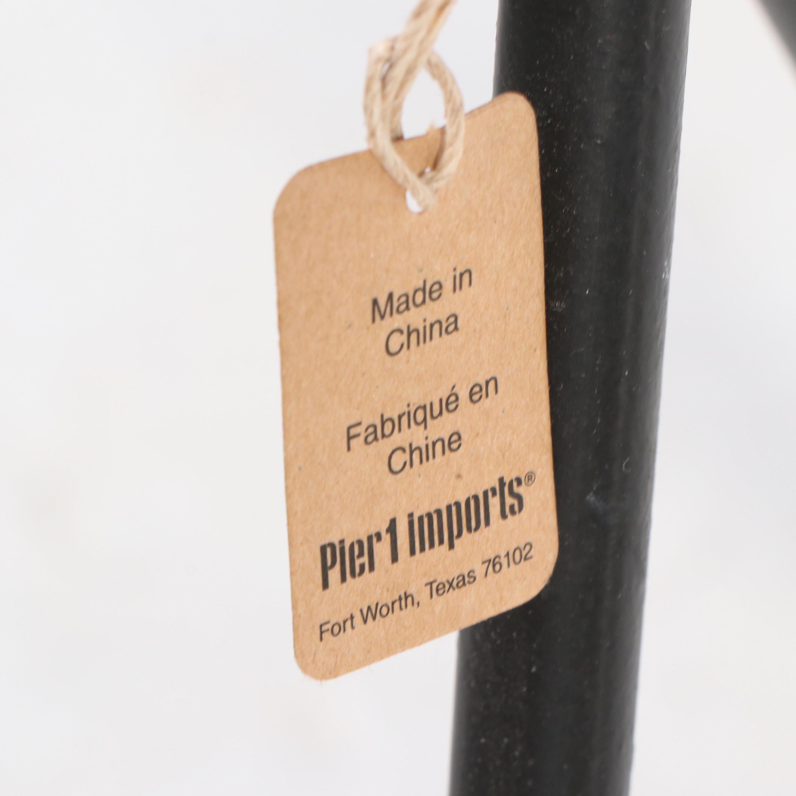 Pier 1 Glass Top Plant Stand with Arrow Legs and a Floral Metal Accent Table