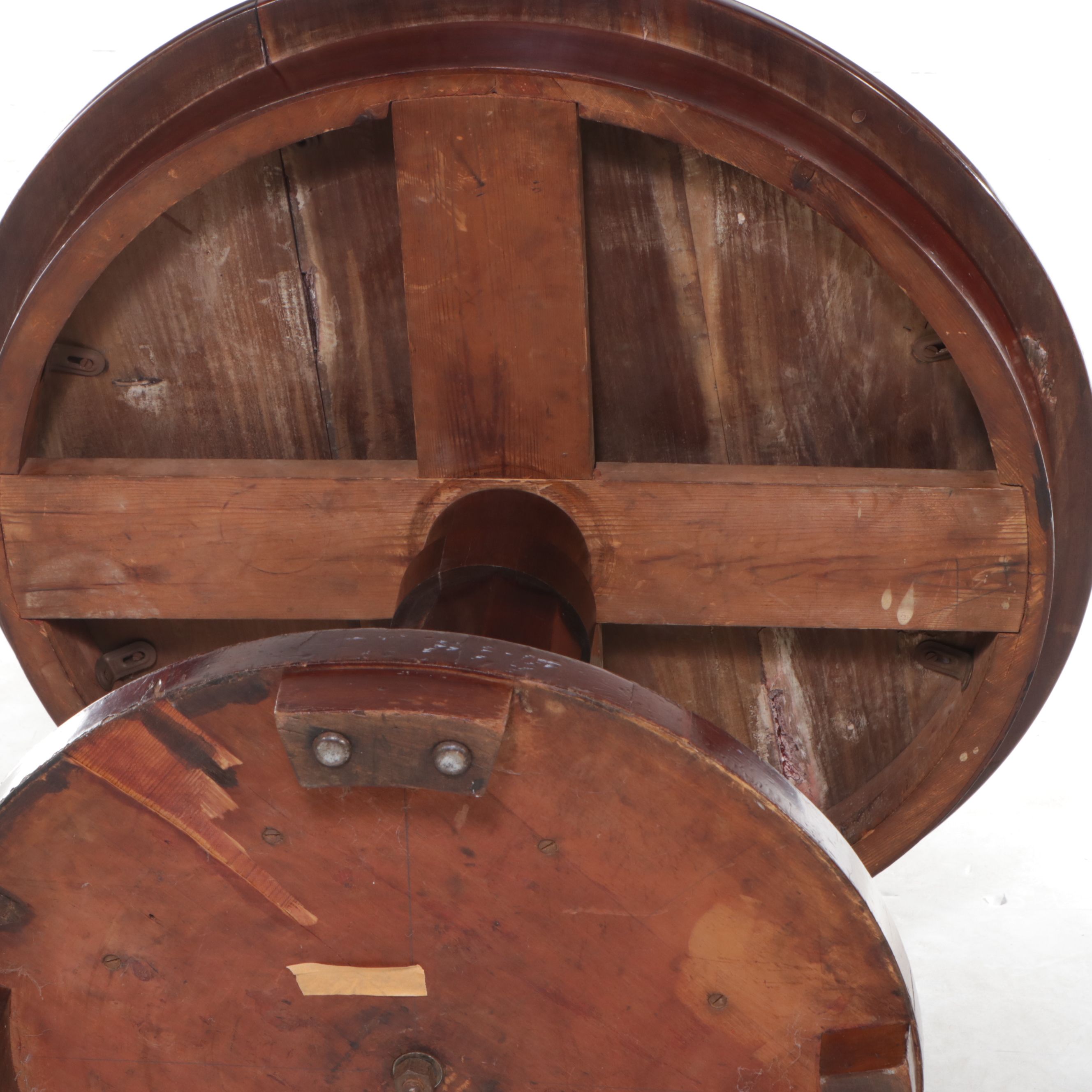 Wood Pedestal Bistro Table, Early to Mid-20th Century